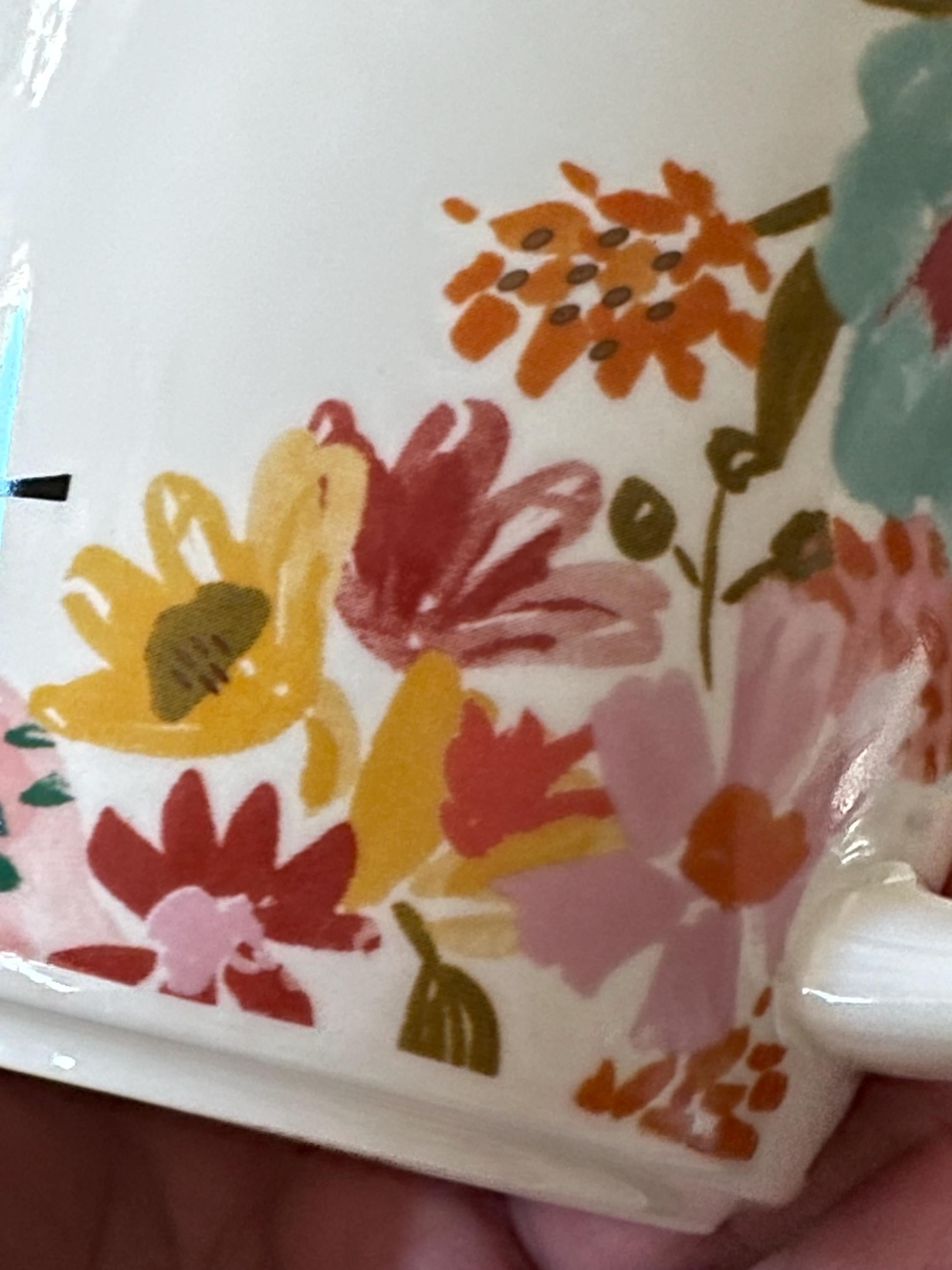 Floral Monogram Mug Letter L 16oz Stoneware. Ship Fast!