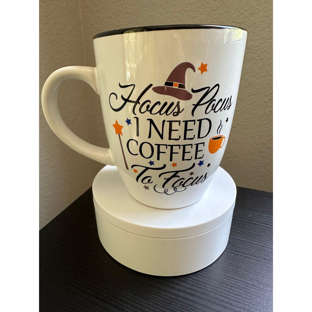 Hocus Pocus Halloween Mug: I Need Coffee To Focus - 12 Oz. Ship fast!