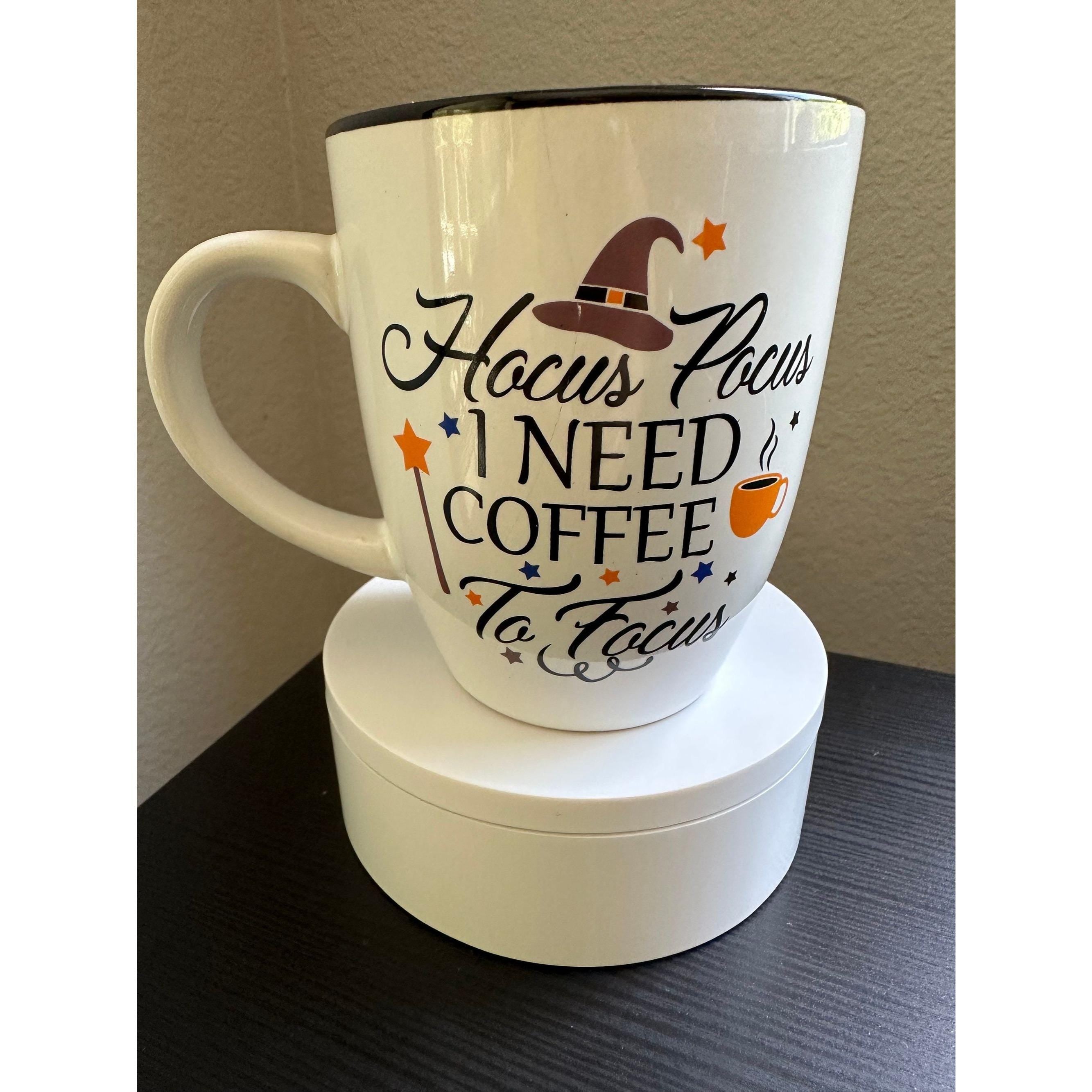 Hocus Pocus Halloween Mug: I Need Coffee To Focus - 12 Oz. Ship fast!