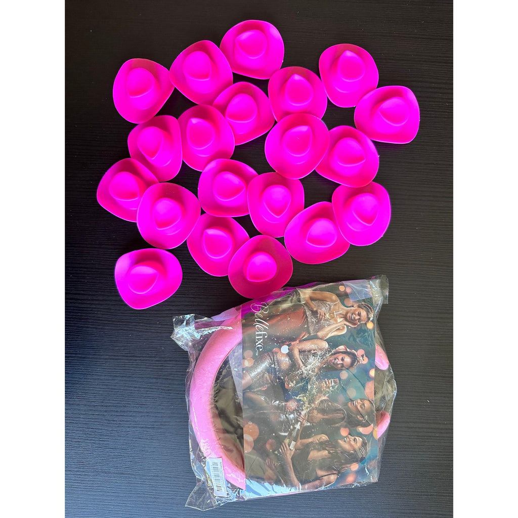 Pink Cowgirl Bachelorette Party Set: Mini Hats & Bride Headband. Ship Fast!