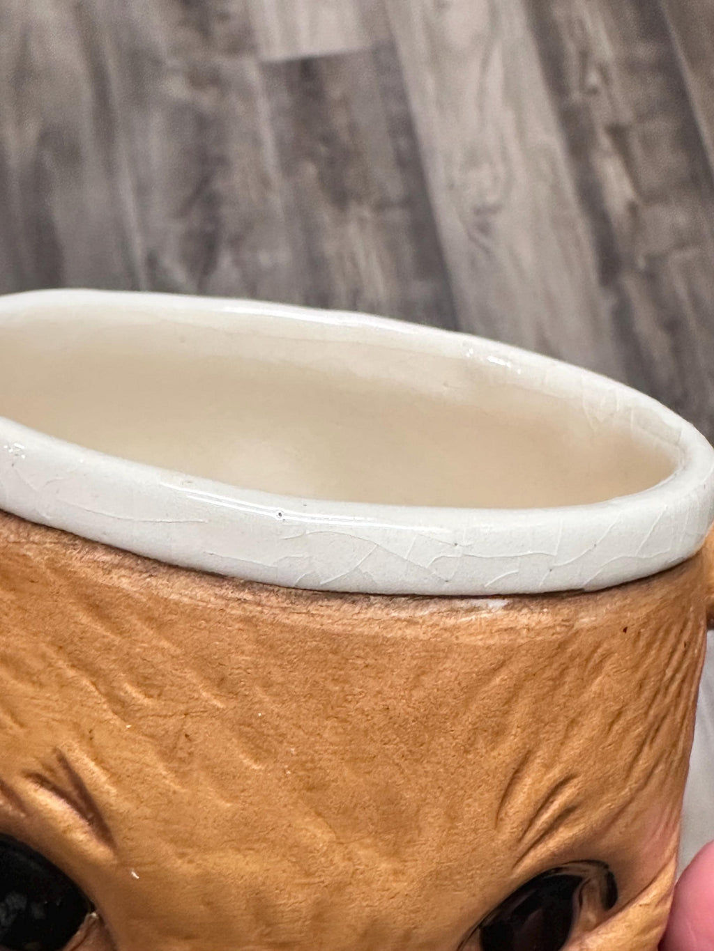 Brown Handprinted 3D animal Mug 10 oz Ceramic Coffee Cup. Ship Fast!