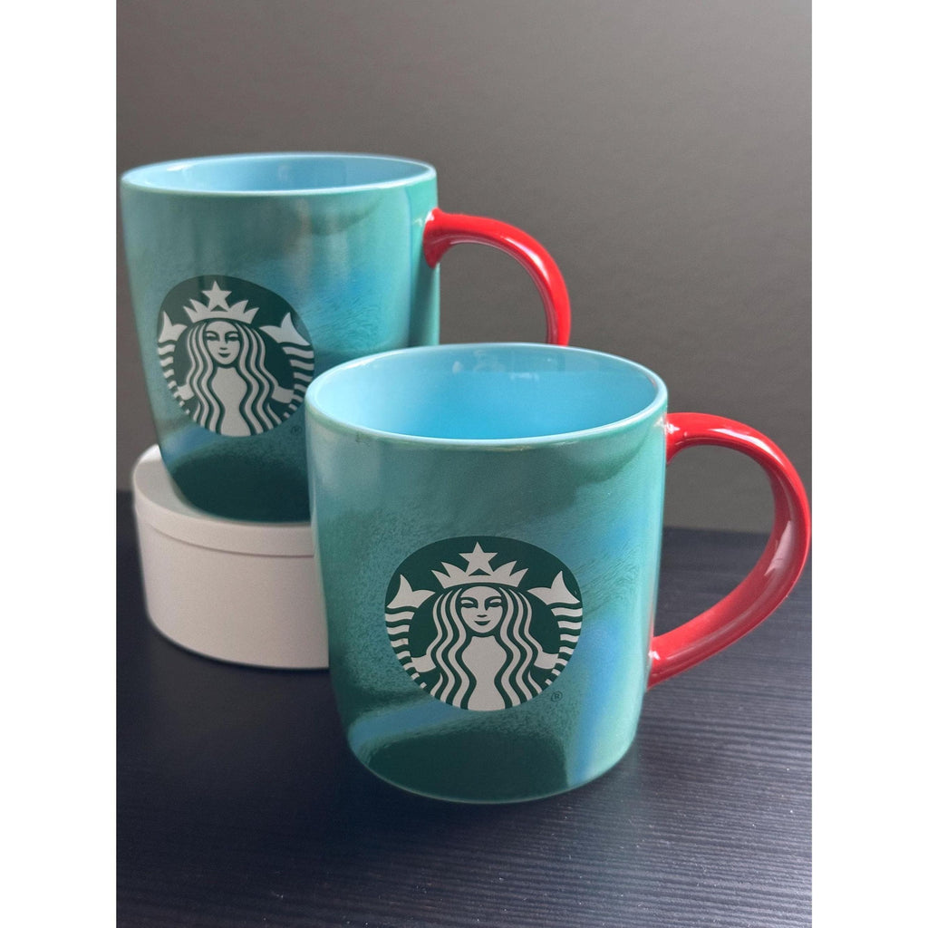 Starbucks Holiday Marbled Mugs: Green & Blue, Set of 2. 2024. Ship Fast!