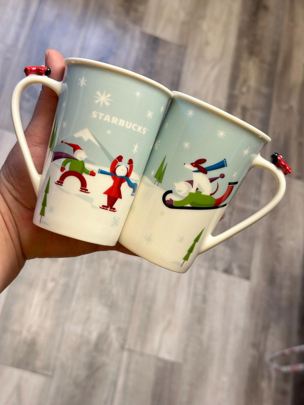 Starbucks Holiday Dog Sled Mug Set of 2 – 8 oz. 2011 | Ship Fast!