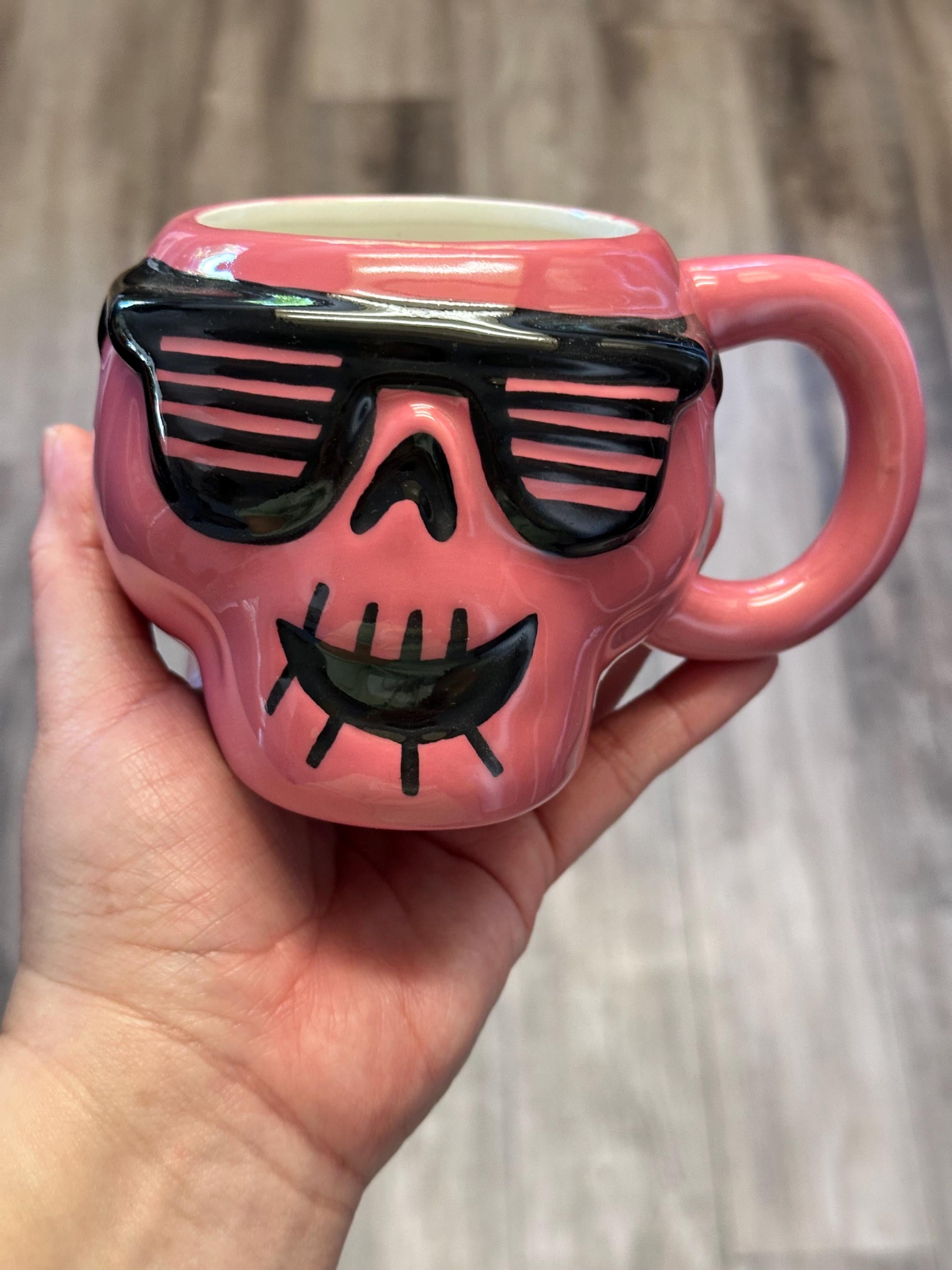 Halloween Skull Mug Pink 14.8 oz Earthenware – New. Ship Fast!
