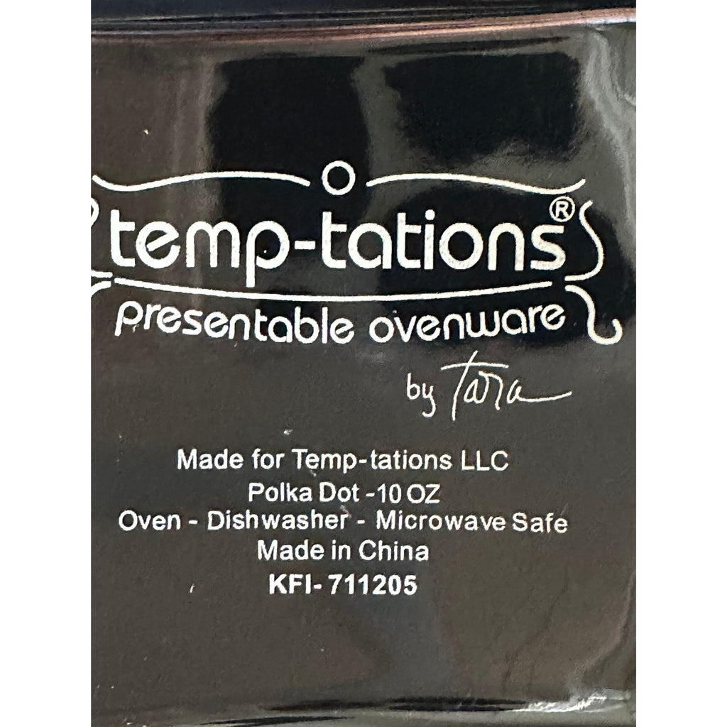 Set of 2 stylish black polka dot ovenware bowls (10 oz) by Temptations
