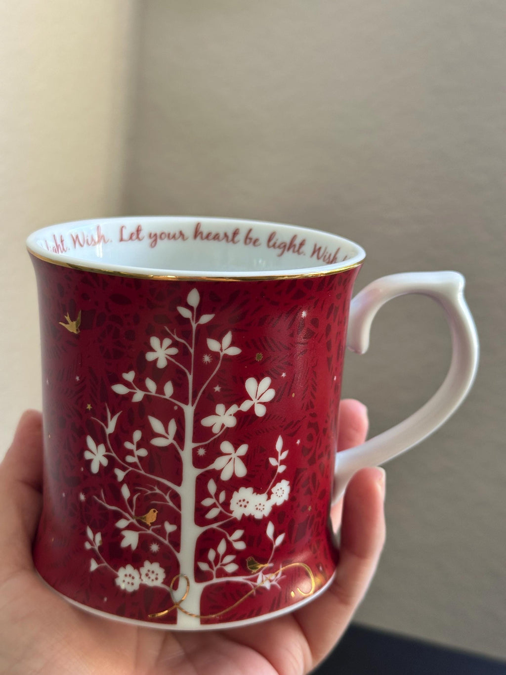 Starbucks Rosanna Holiday Mug – Red Tree, White Birds 2009. Ship Fast!