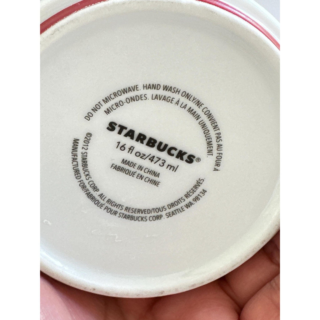 Starbucks White Stacking Mug | Red Rim, 16oz, 2012 Retired Collector Coffee Mug