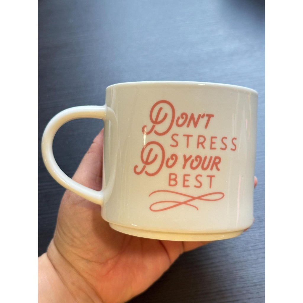 Don’t Stress Do Your Mug – 14 oz Ceramic Coffee Cup – Pink Ivory. Ship Fast!