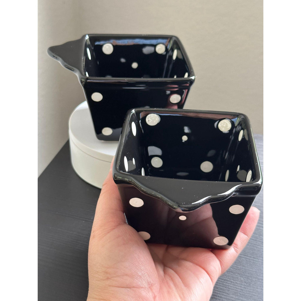 Set of 2 stylish black polka dot ovenware bowls (10 oz) by Temptations | Little Joy Market