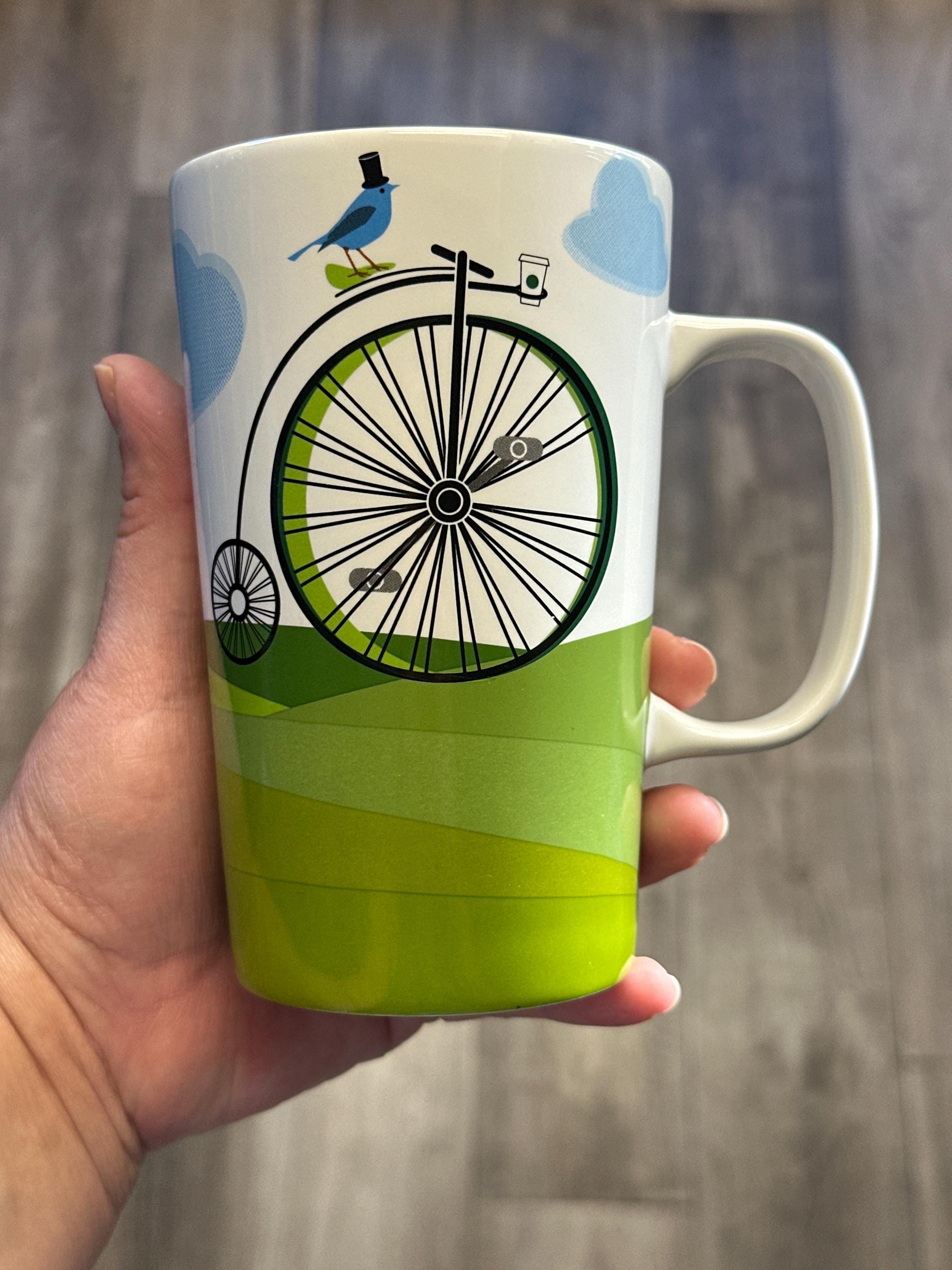 Starbucks Vintage Penny Farthing Bicycle & Blue Bird Tall 16oz Mug. EUC | Little Joy Market