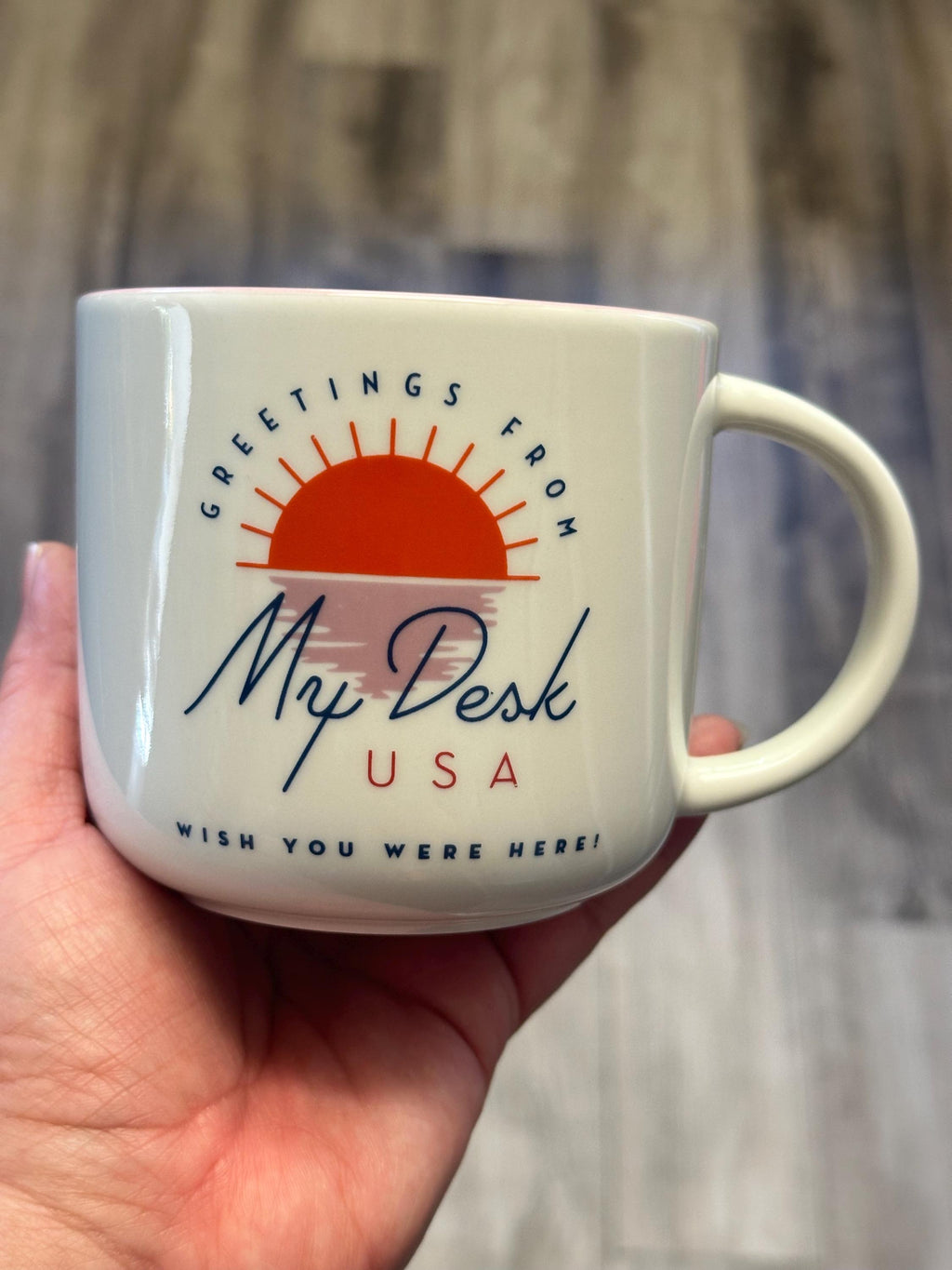 Greetings From My Desk USA Coffee Cup | 14 oz Ceramic. Ship Fast!