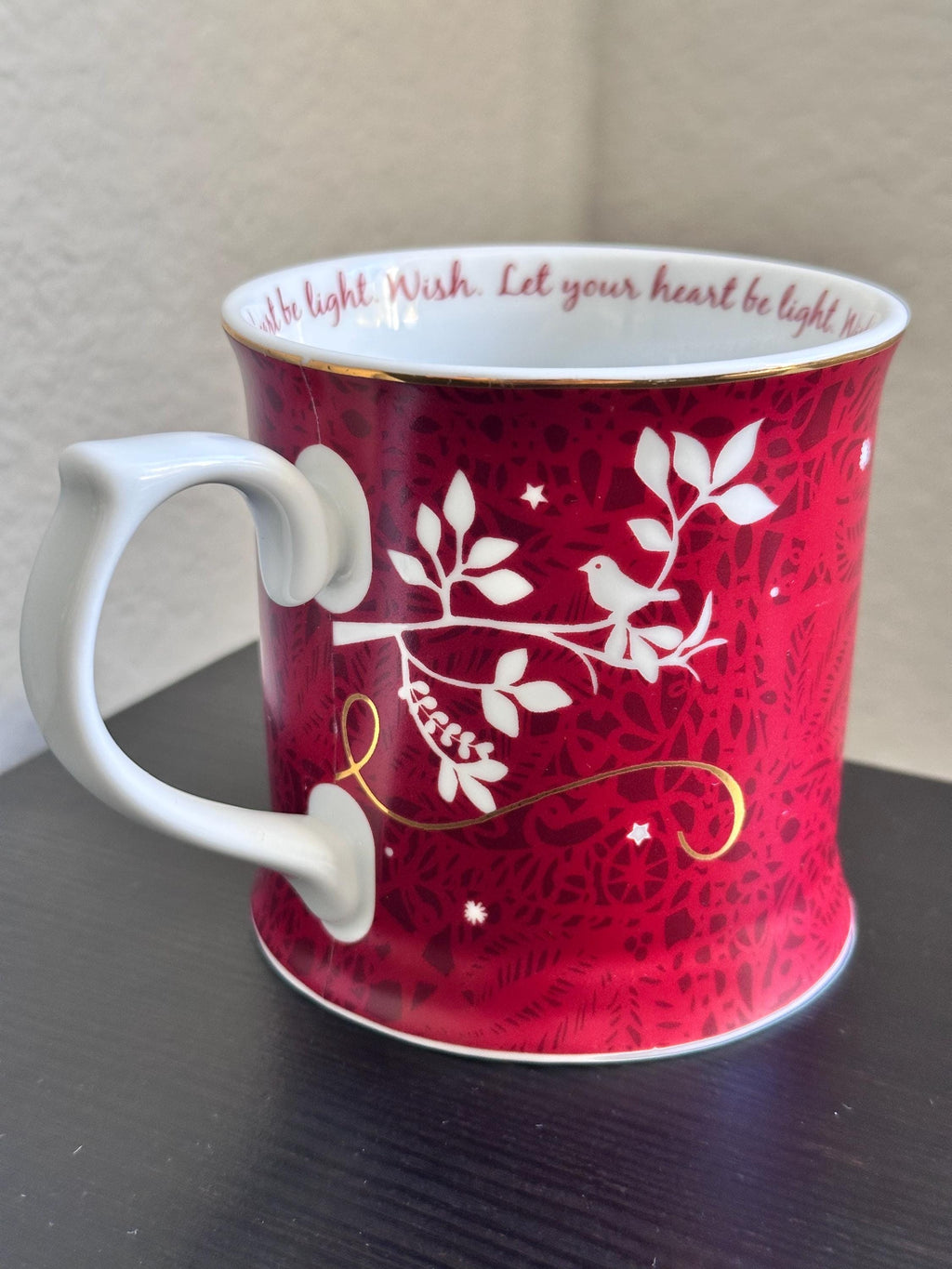 Starbucks Rosanna Holiday Mug – Red Tree, White Birds 2009. Ship Fast!