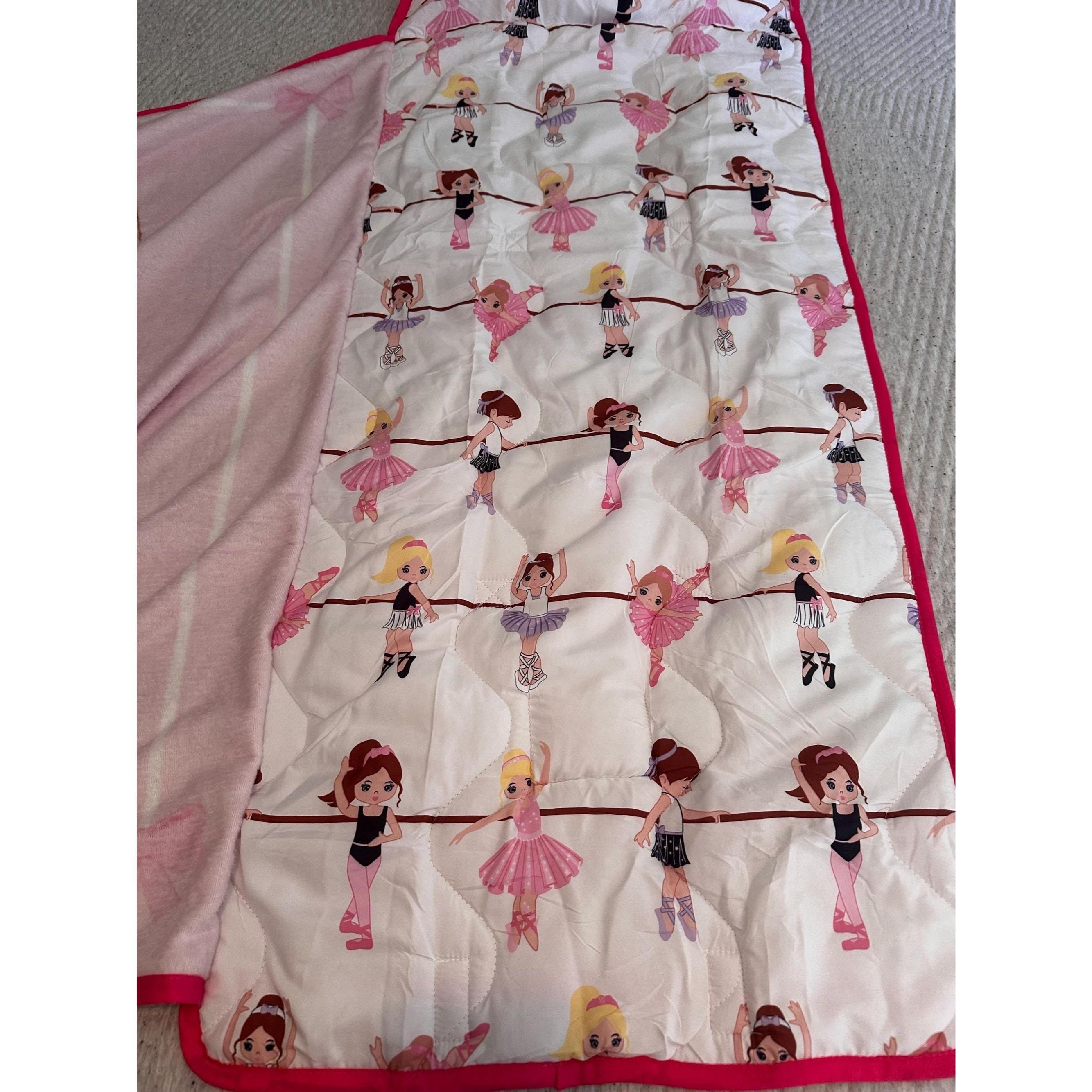 Ballerina Toddler Nap Mat – Roll-Up Sleeping Bag with Pillow. Ship Fast!