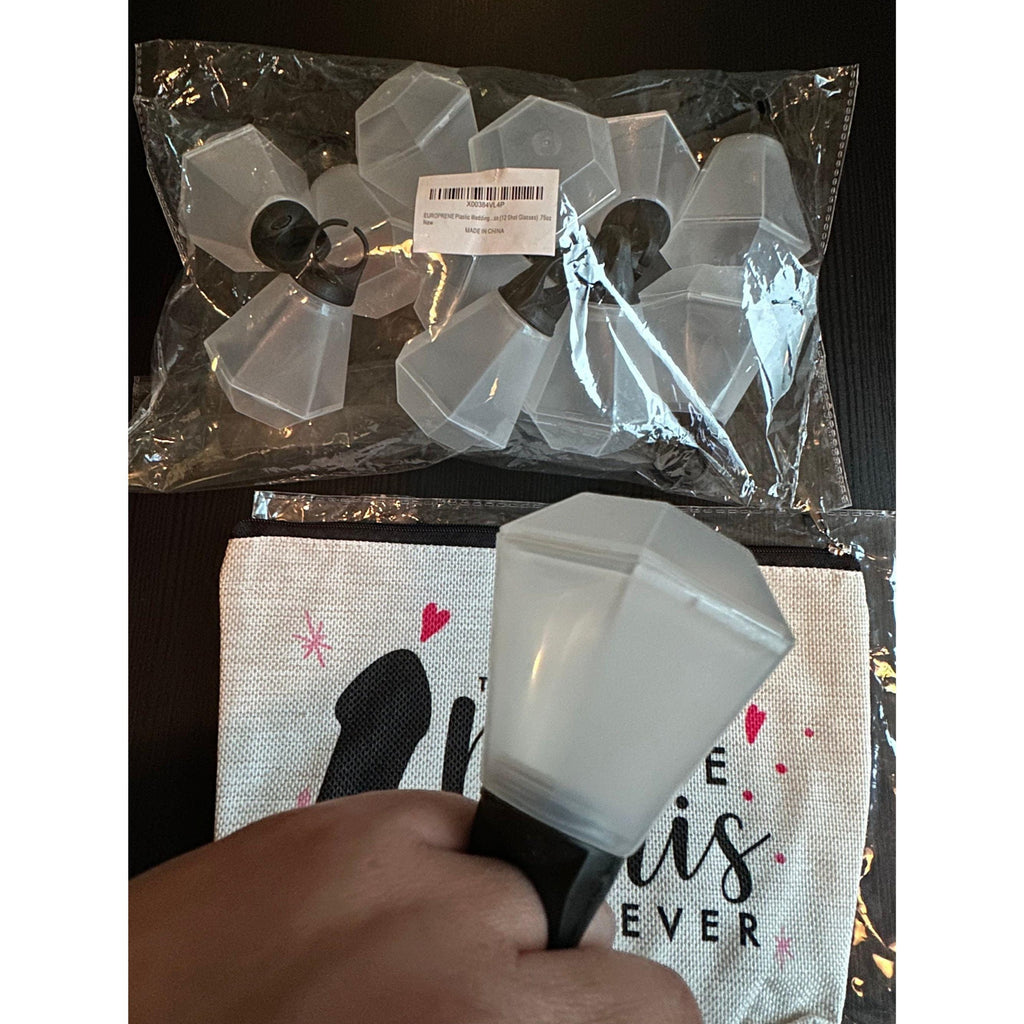 Bachelorette Party Favors | Wedding Ring Shot Glasses Set & Bride Makeup Bag. Ship Fast!