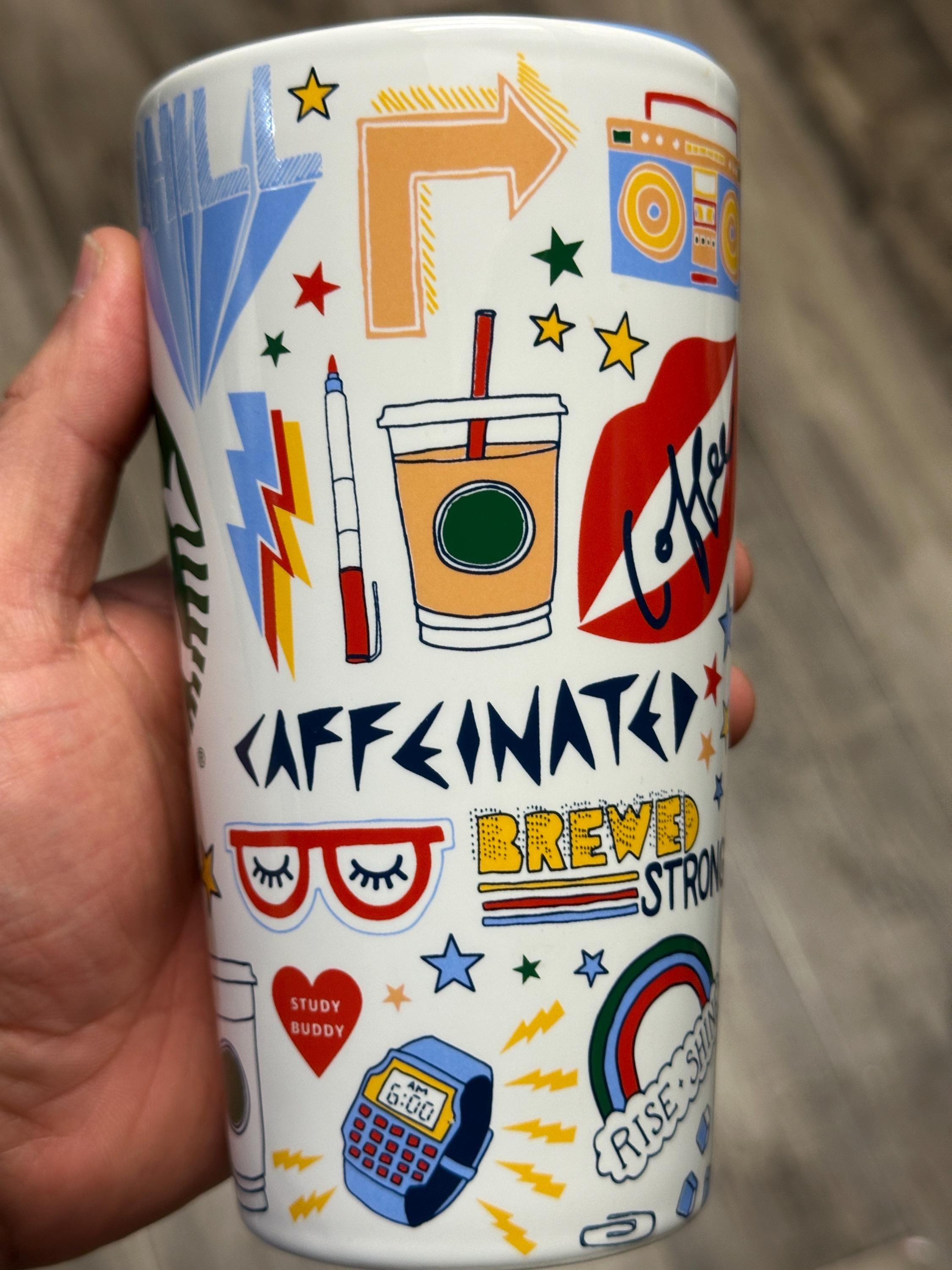 Starbucks Back to School Graffiti Ceramic Tumbler 12oz – New. Ship Fast!