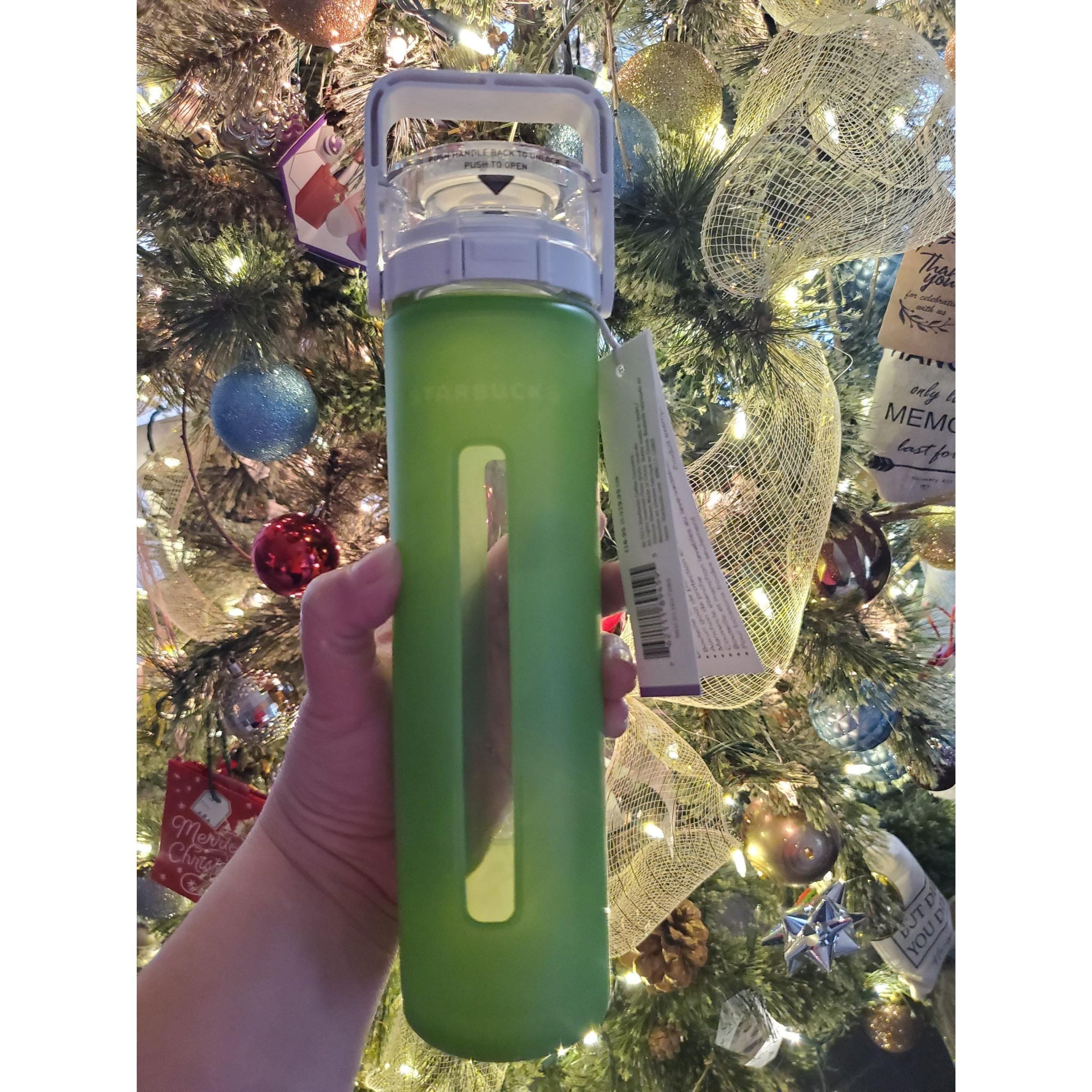 Starbucks Glass Water Bottle: Green Silicone Sleeve, 16 oz. 2011 New!