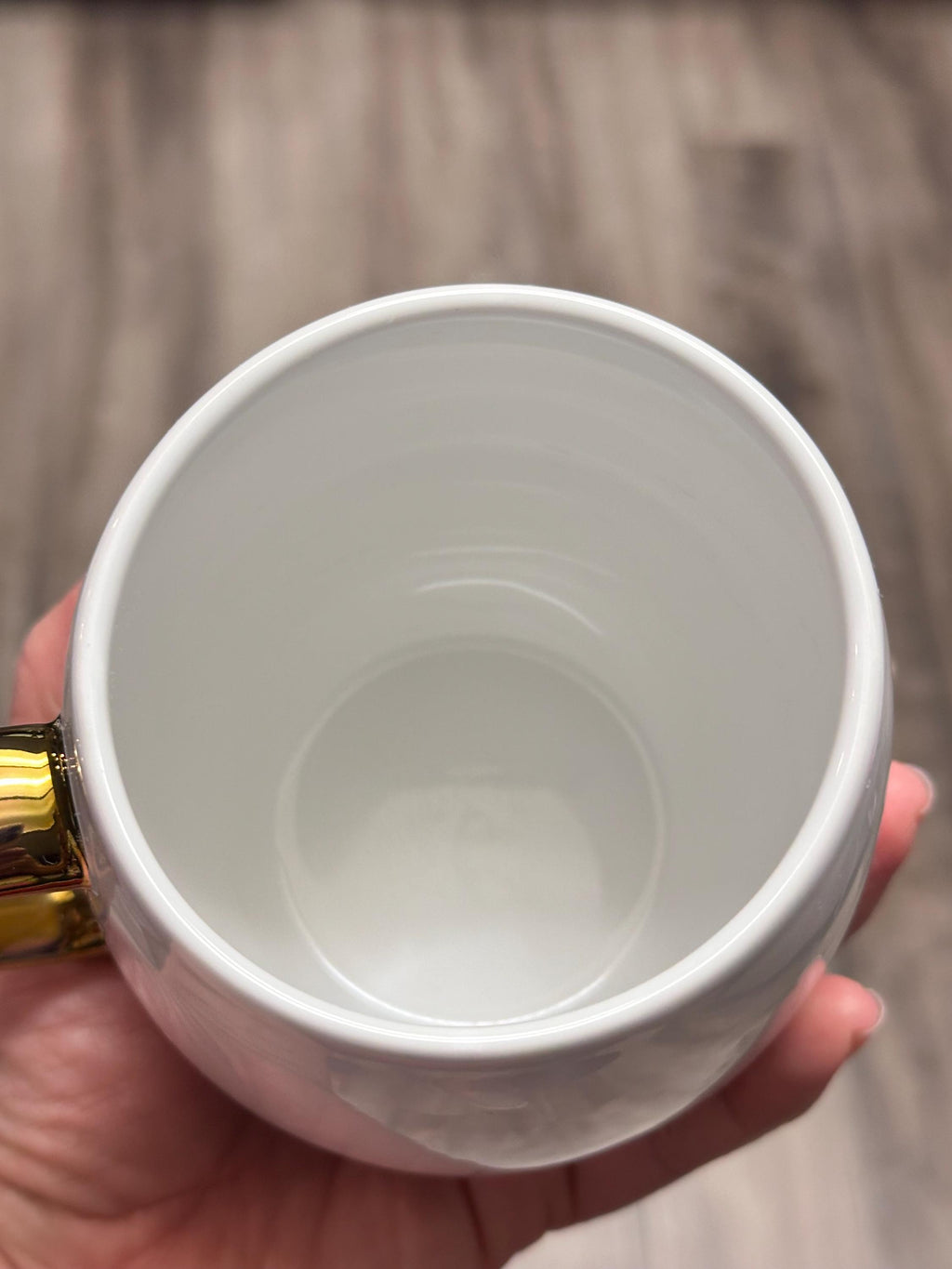 Jingle All The Way Holiday Mug White Gold Handle 14 oz Stoneware. Ship Fast!