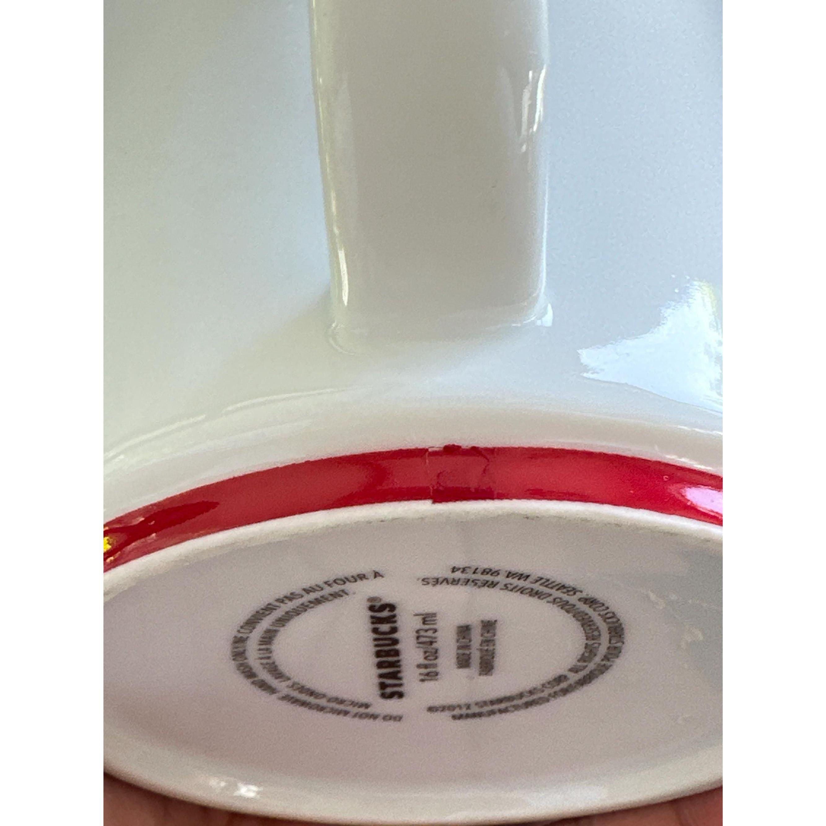 Starbucks White Stacking Mug | Red Rim, 16oz, 2012 Retired Collector Coffee Mug