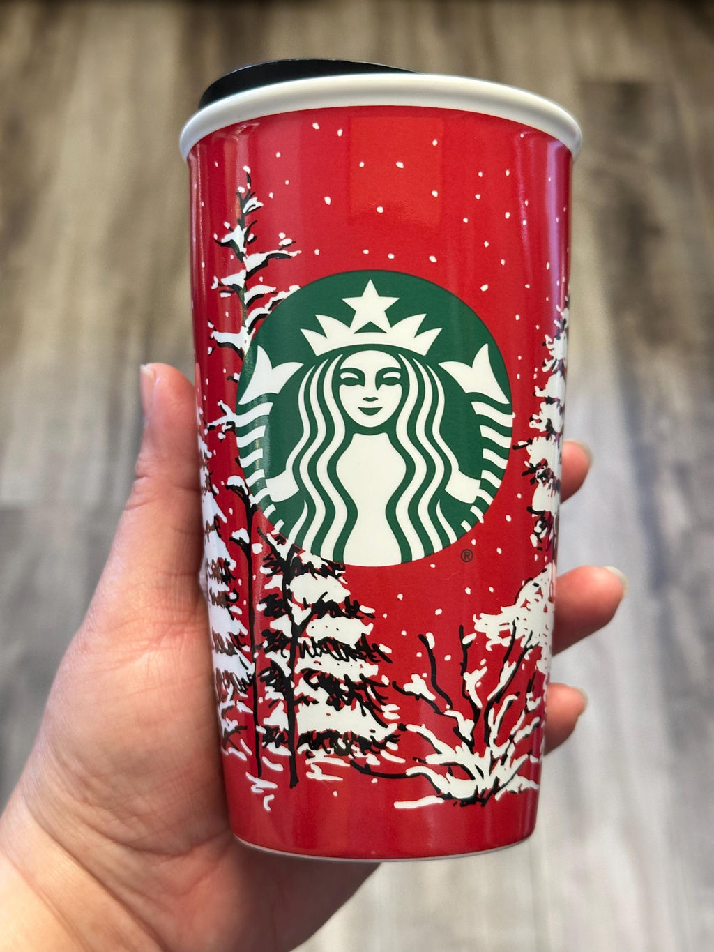 Starbucks Holiday Double Wall Traveler Cup Red Pine Trees 12 oz. Ship Fast! | Little Joy Market