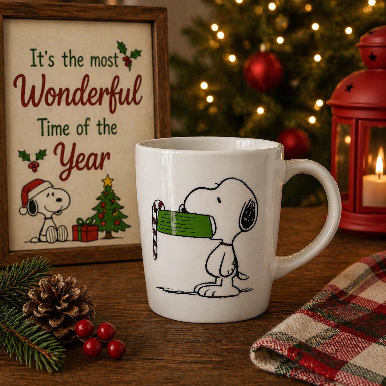 Snoopy Christmas Mug 2019 Stoneware Peanuts Holiday Cup EUC | Little Joy Market