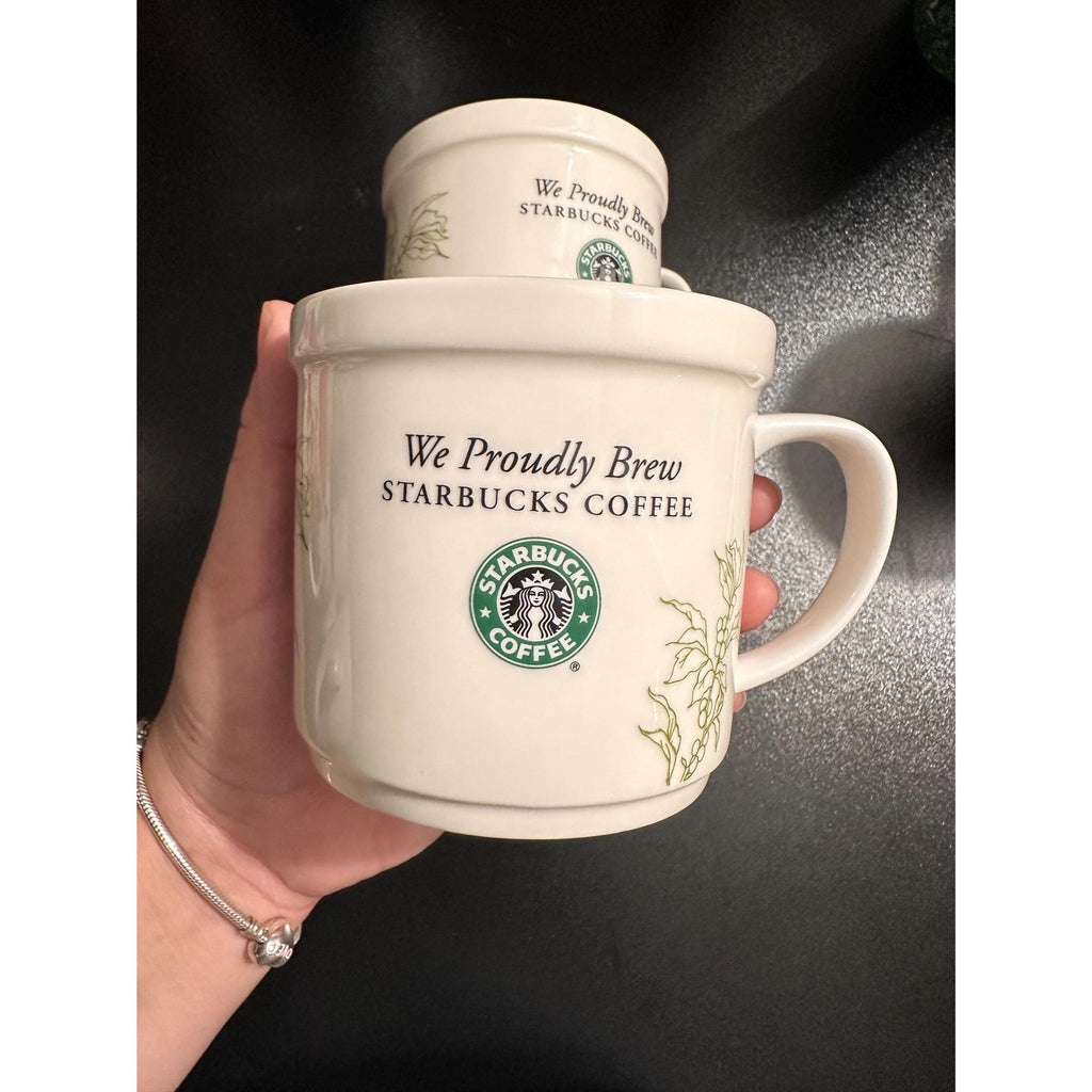 Starbucks “We Proudly Brew” Stacking Cups Set of 2. Ship Fast!
