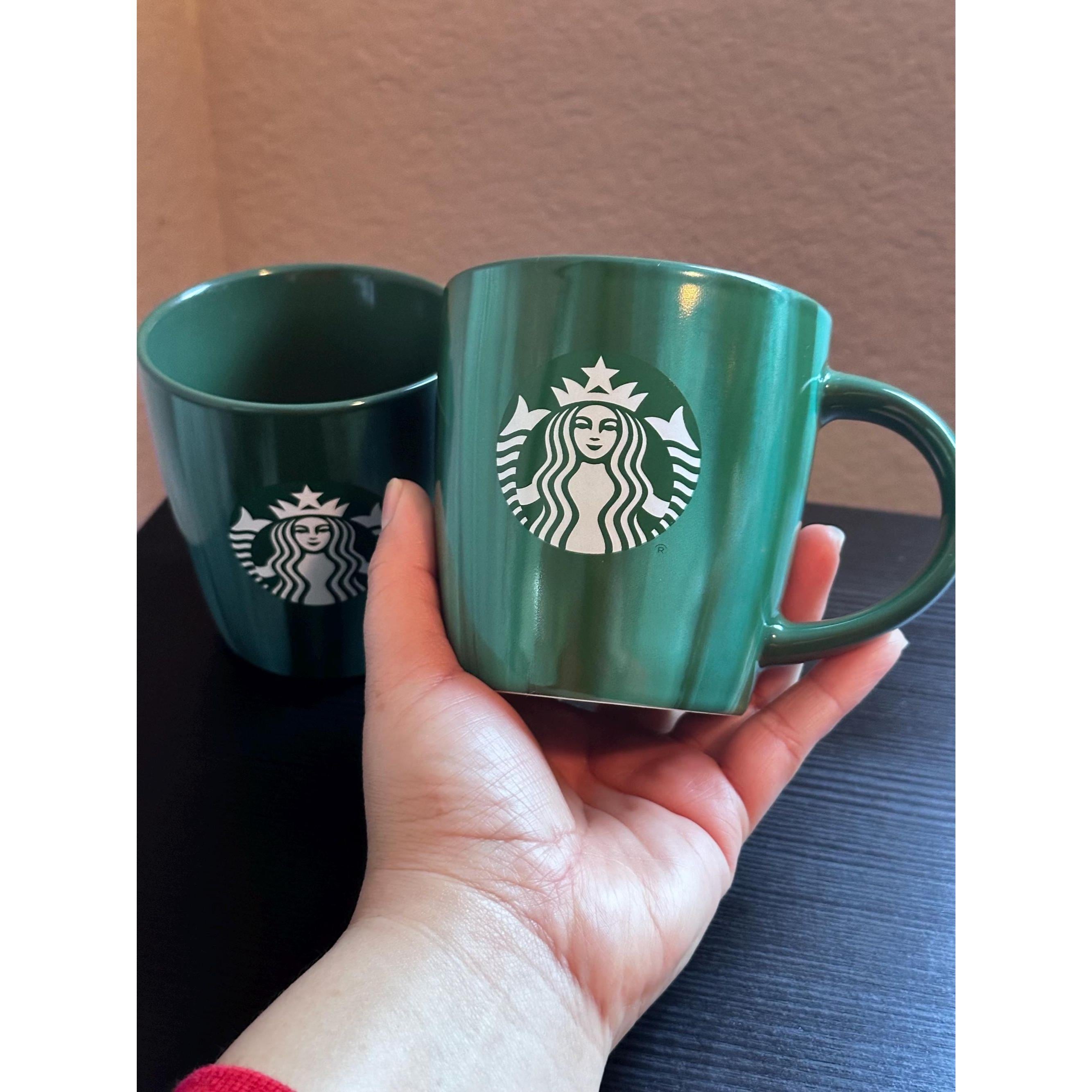 Starbucks Holiday Green Mugs - 2022 Christmas Edition - Set of 2. Ship Fast!