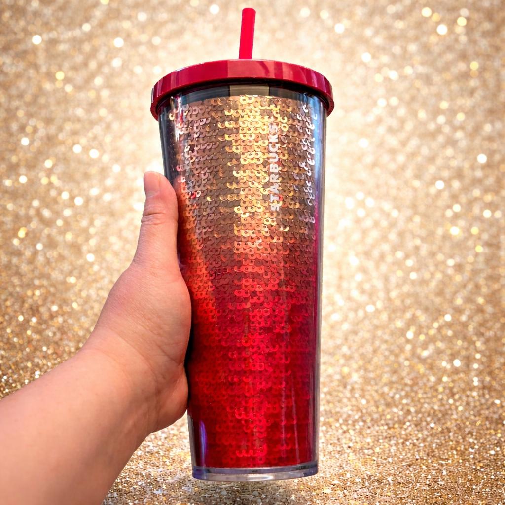 Starbucks 2018 Red Ombre Sequin Tumbler 24 oz Cold Cup | Little Joy Market