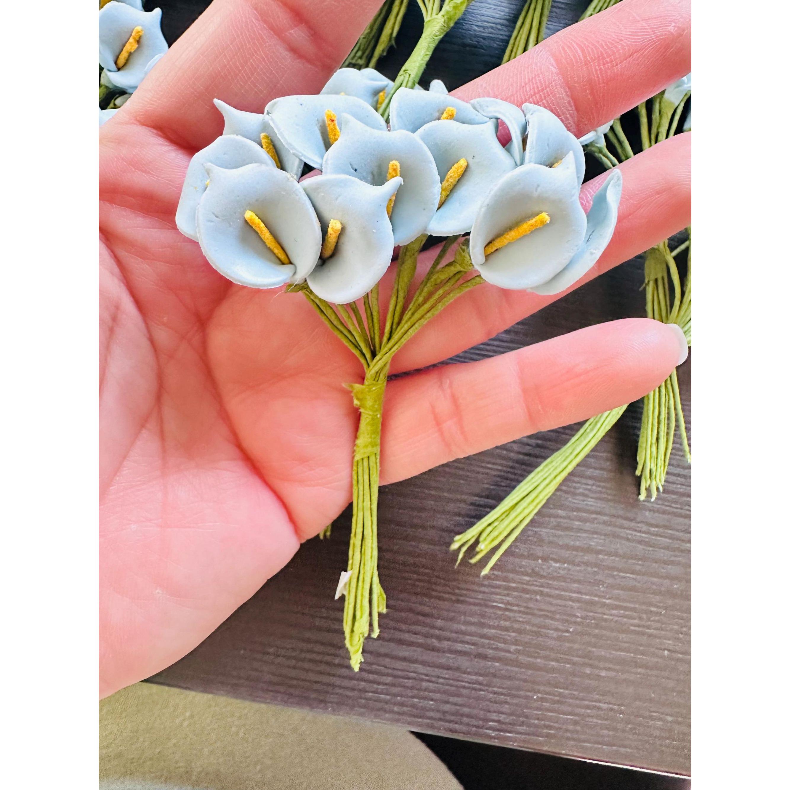 Light Sky Blue Mini Calla Lily Flowers 288pcs Craft Wedding Decor