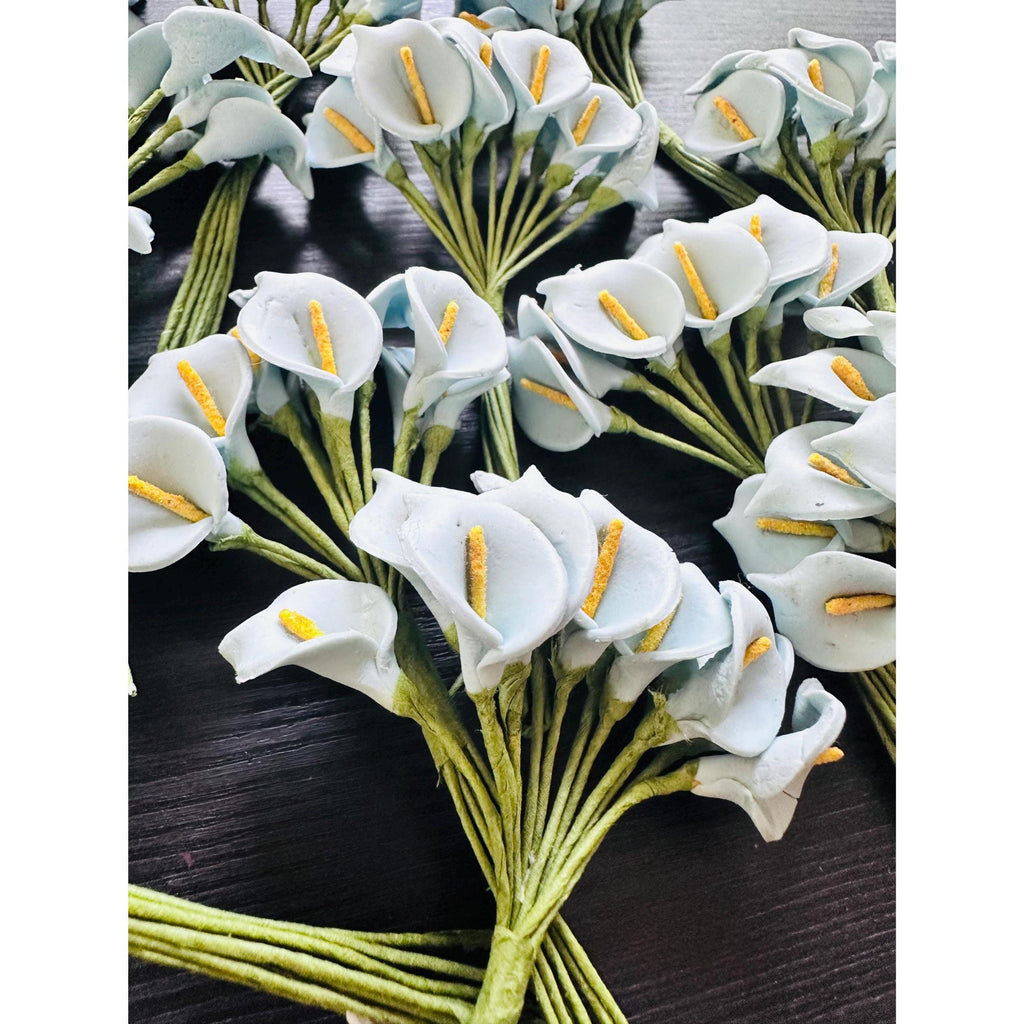Light Sky Blue Mini Calla Lily Flowers 288pcs Craft Wedding Decor