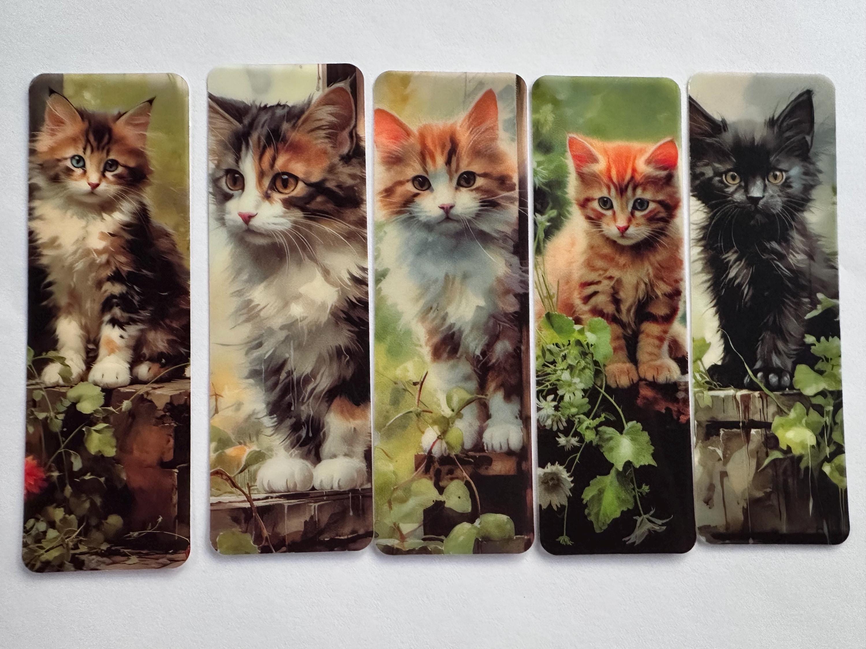 Kitten Peek-a-Boo Bookmarks Set of 5, Cat Lover Reading Accessories