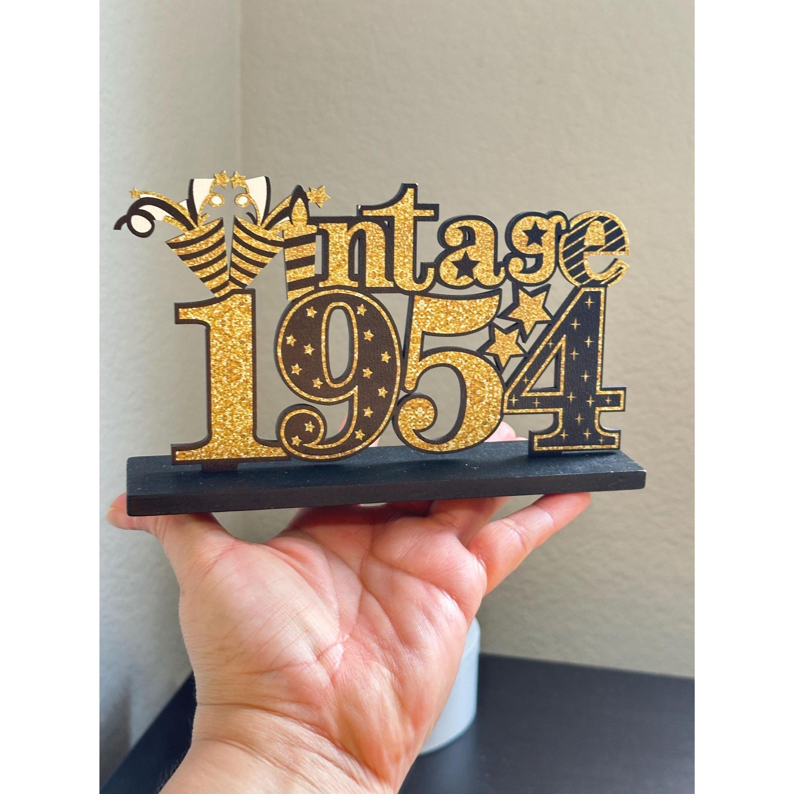 Vintage 1964 Party Centerpiece: Black & Gold Wood Decor. Ship Fast! | Little Joy Market