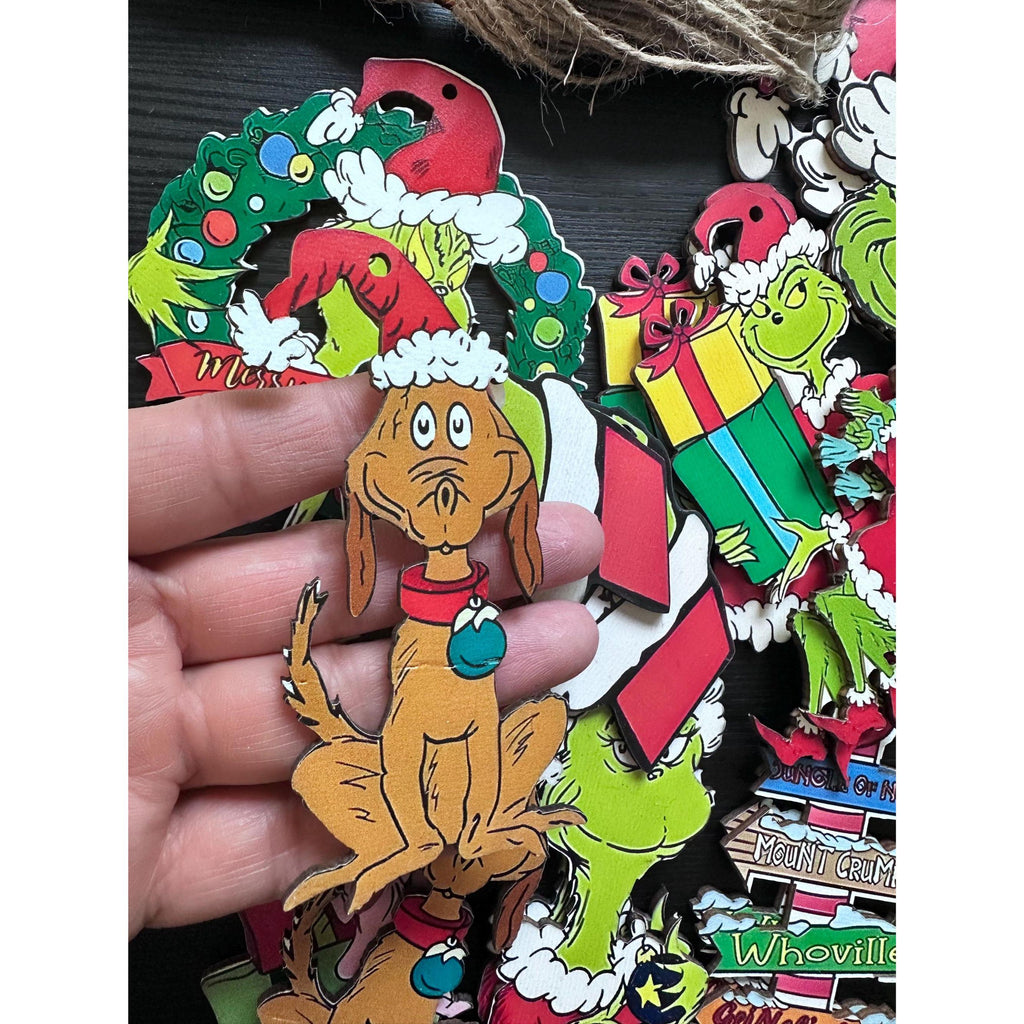 Felt & Wood Christmas Ornaments Set of 24 – Holiday Hanging Decorations. Ship Fast!