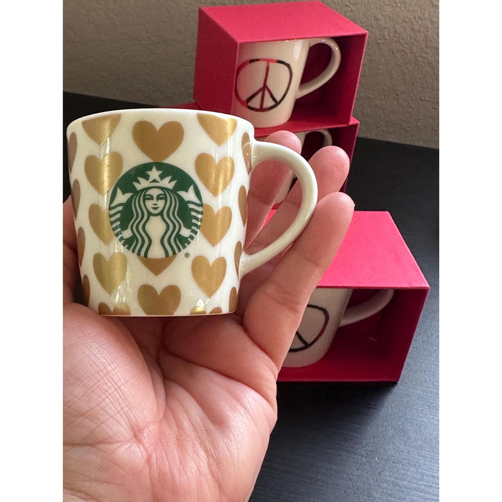 Starbucks 2015 Limited Edition Mini Espresso Cup 3oz – Golden Hearts. Ship Fast!