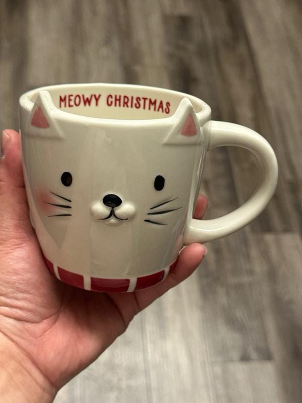 Meowy Christmas Cat Mug 16oz Stoneware With Ears Wondershop 2024 New. Ship fast! | Little Joy Market