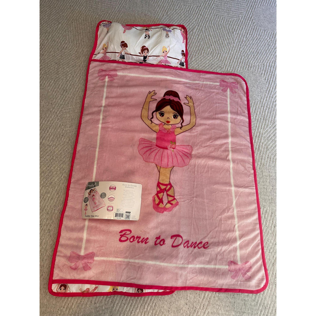 Ballerina Toddler Nap Mat – Roll-Up Sleeping Bag with Pillow. Ship Fast!