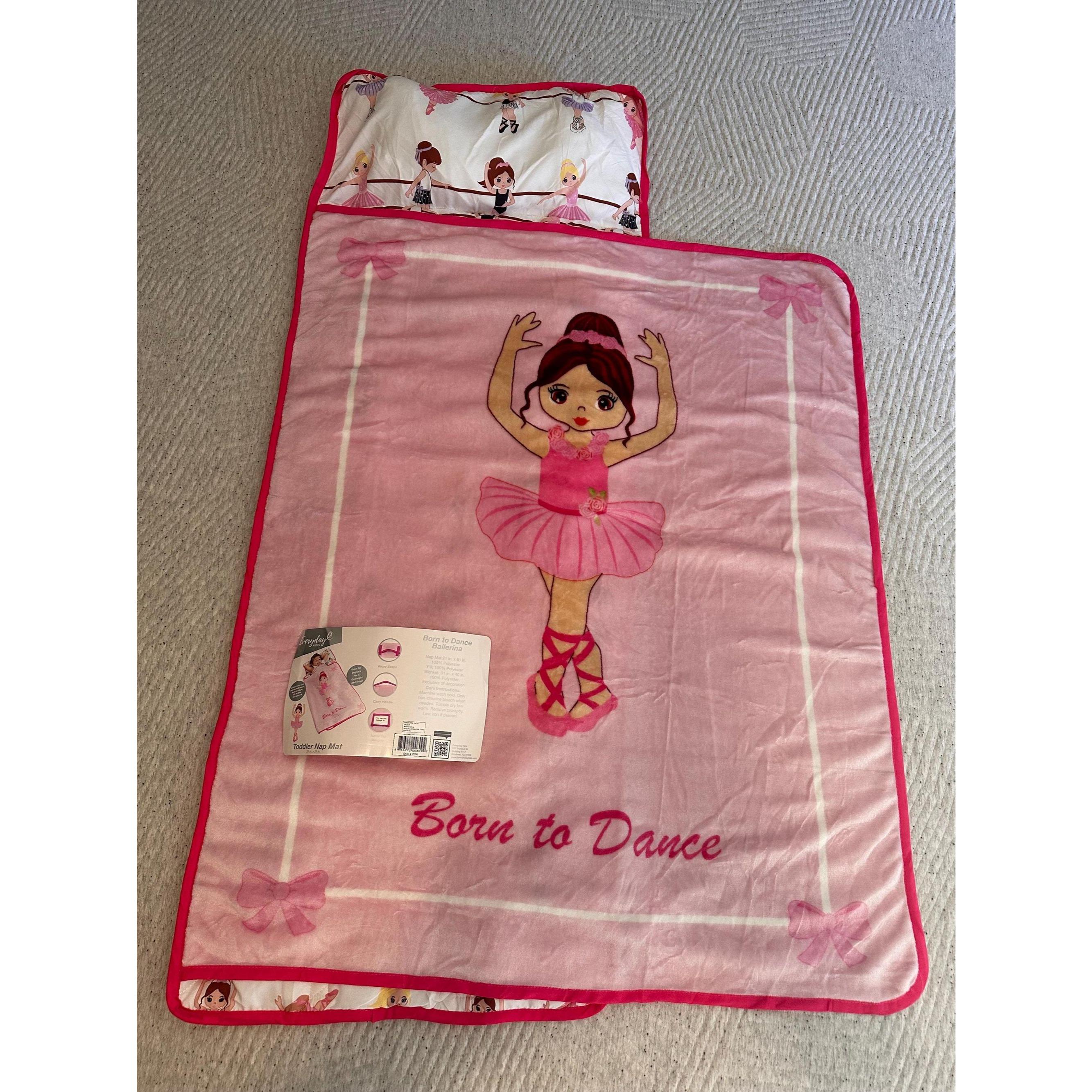Ballerina Toddler Nap Mat – Roll-Up Sleeping Bag with Pillow. Ship Fast!
