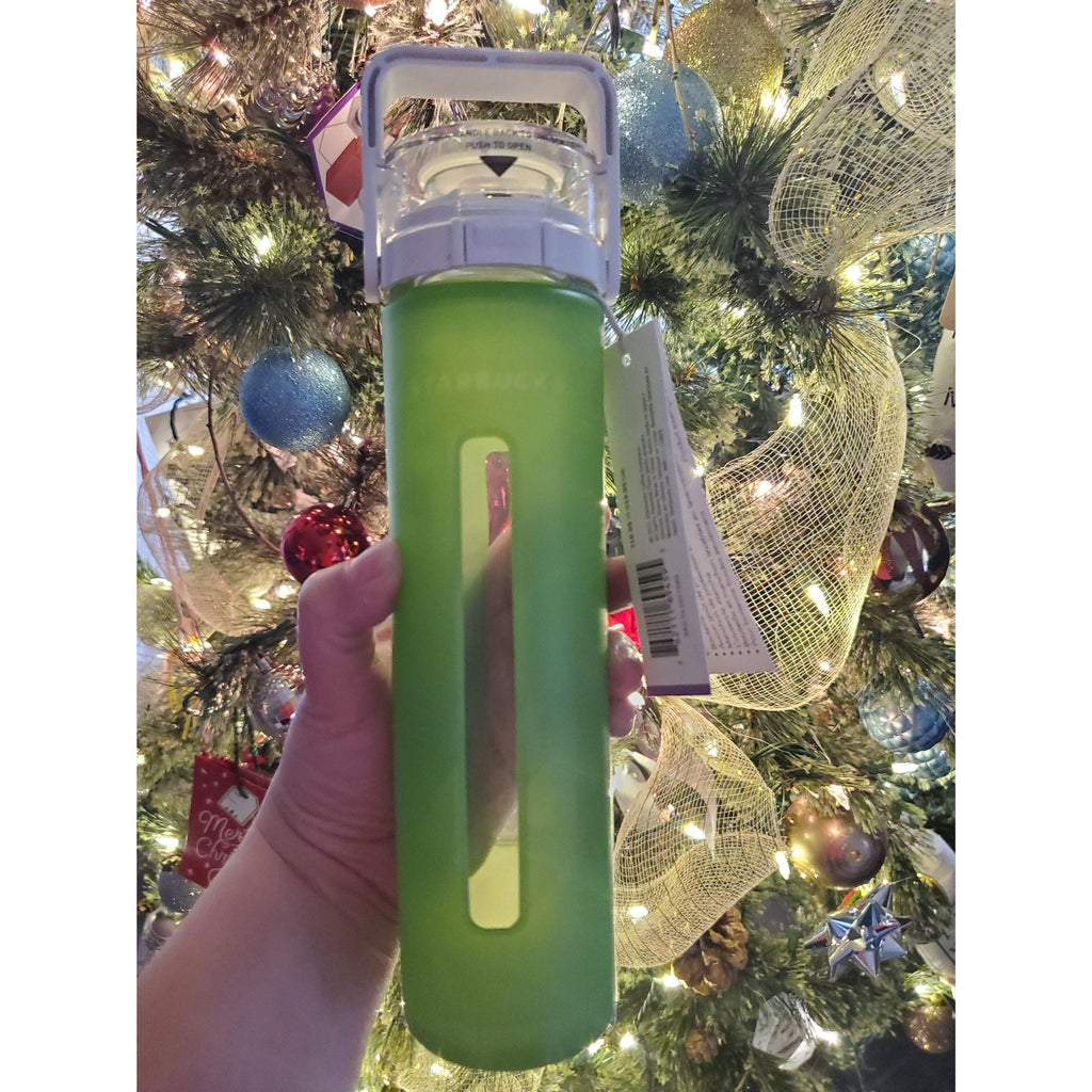 Starbucks Glass Water Bottle: Green Silicone Sleeve, 16 oz. 2011 New!