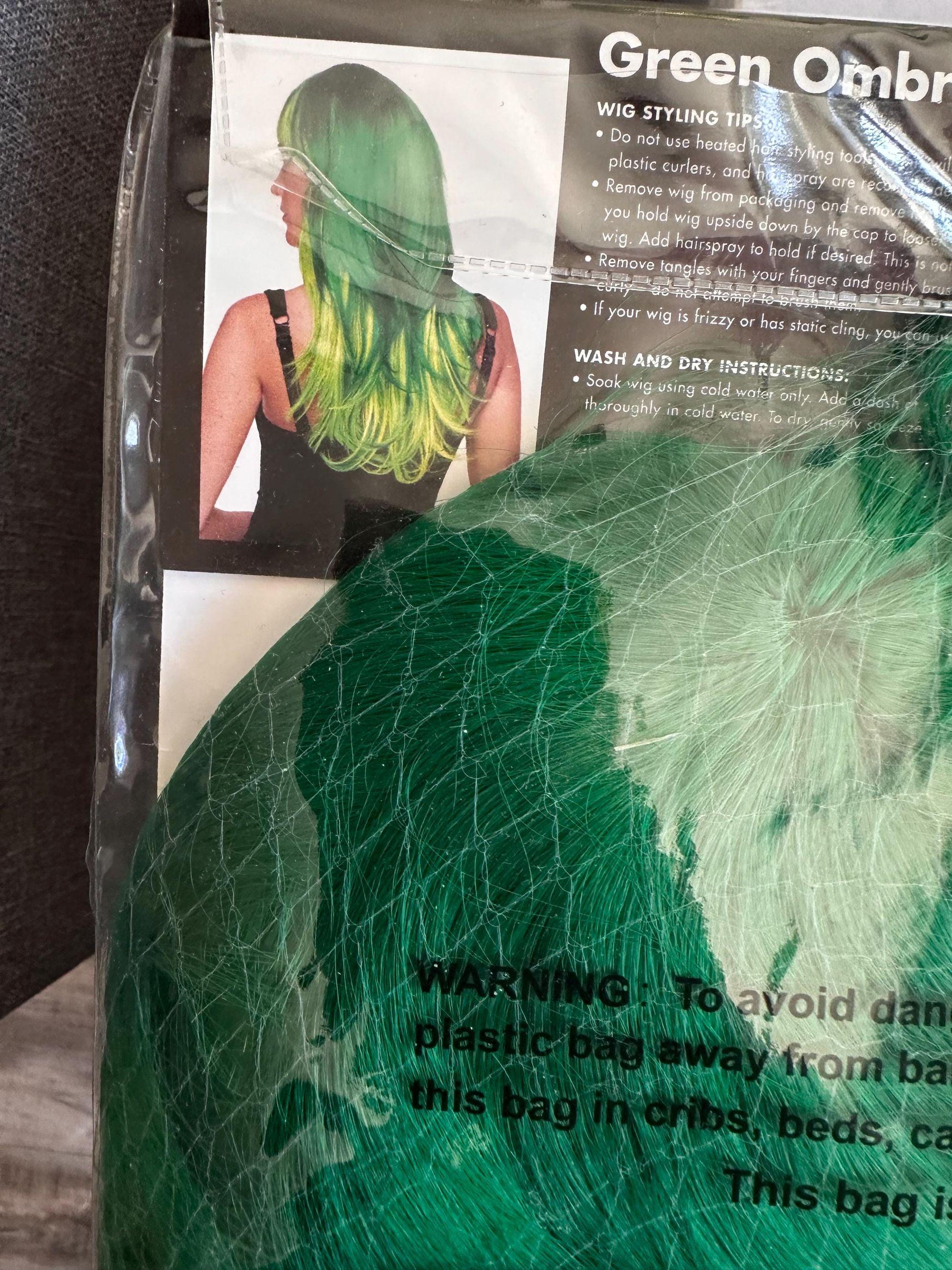 Green Ombre Wig: 19" Synthetic Hair, Halloween Costume