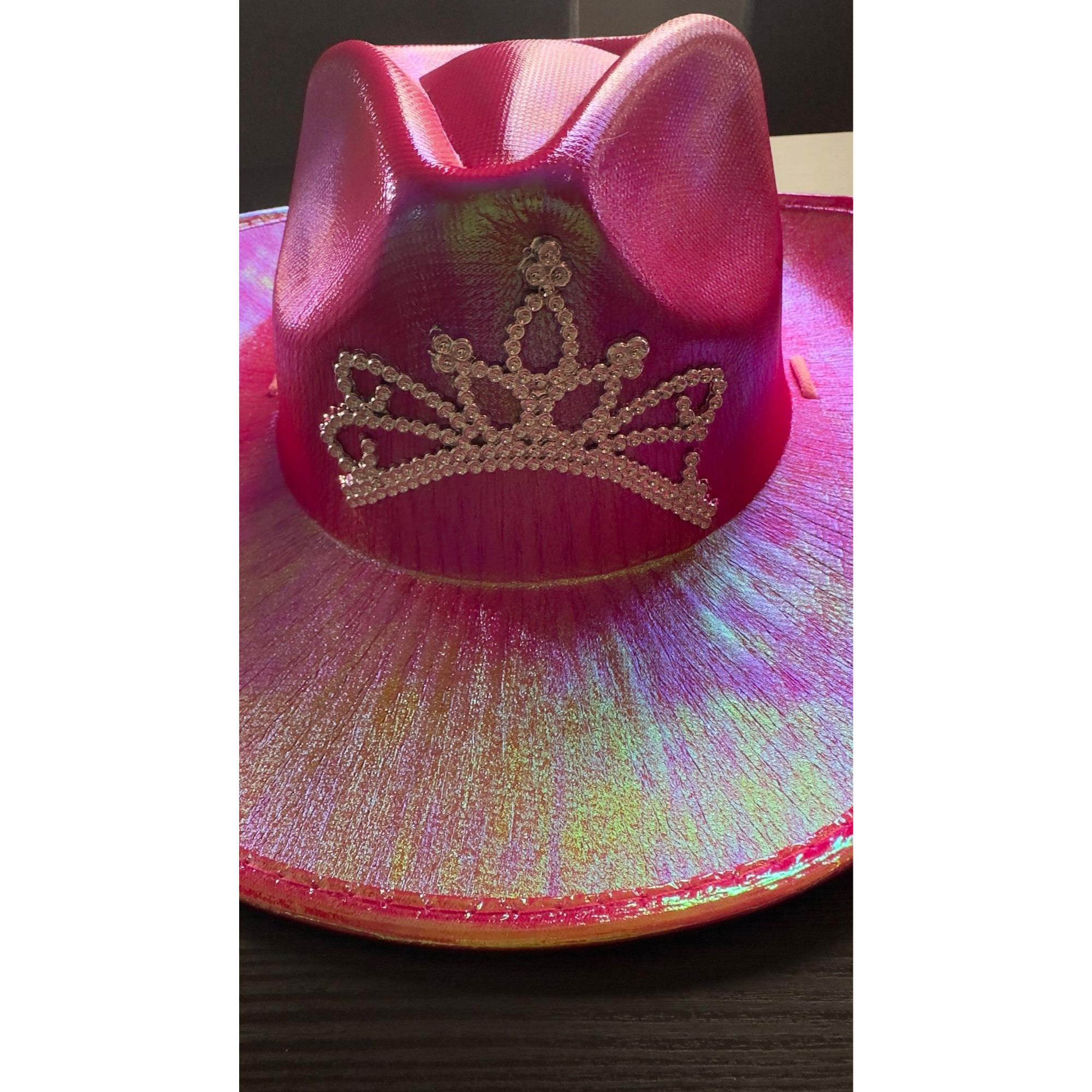 Holographic Pink Cowboy Hat Set: Metallic Barbie Party Costume