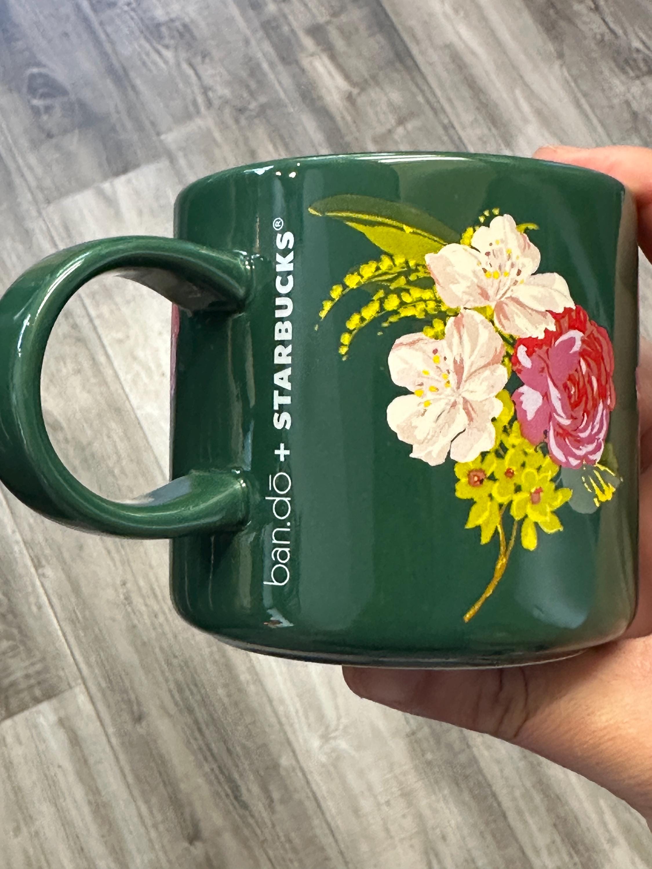 Starbucks Green Floral Ceramic Mug 12oz – Multicolor Flowers, 2018. Ship Fast!