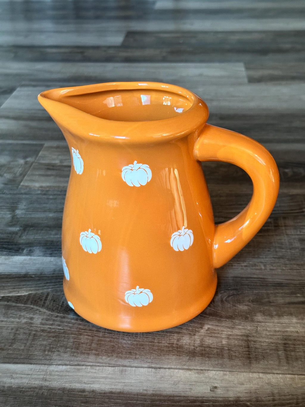 Terramoto Ceramic Orange Pitcher with White Pumpkins – Autumn Fall Decor. Ship Fast! | Little Joy Market