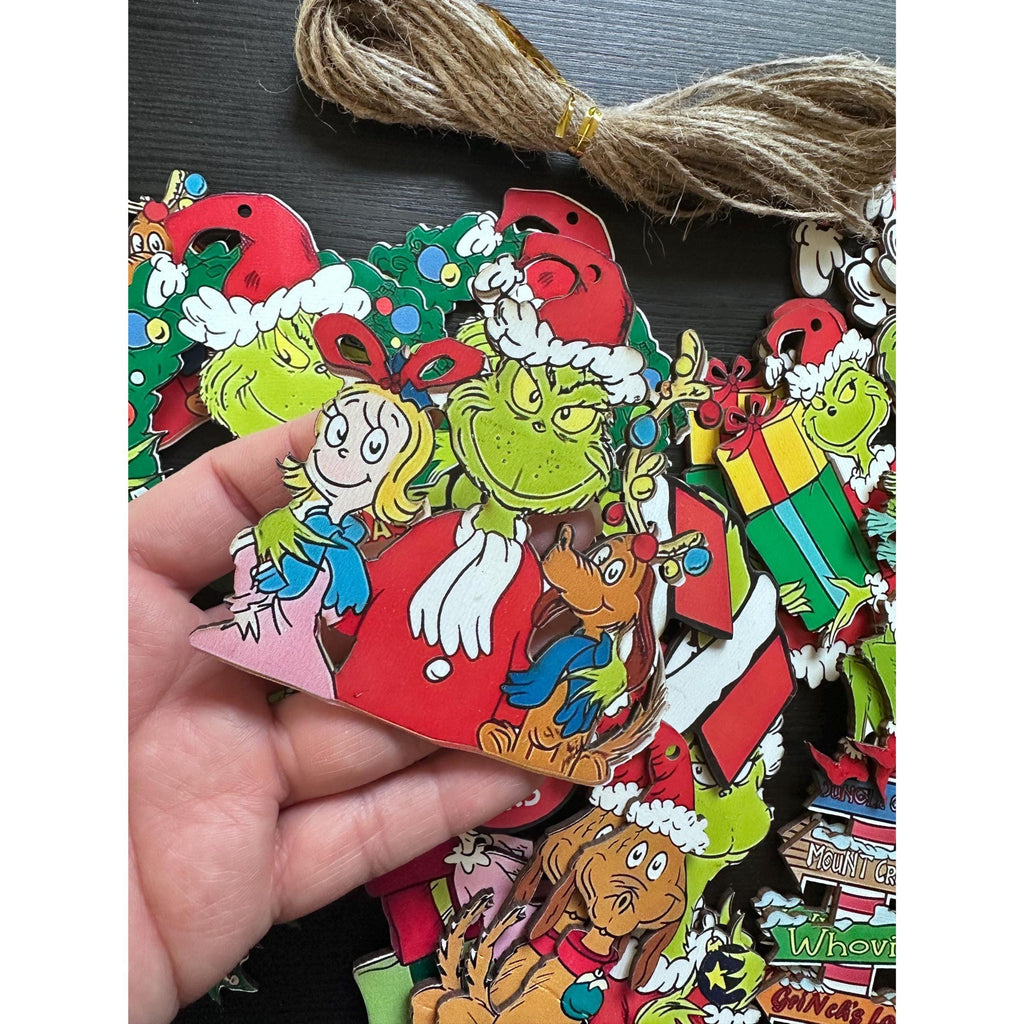 Felt & Wood Christmas Ornaments Set of 24 – Holiday Hanging Decorations. Ship Fast!