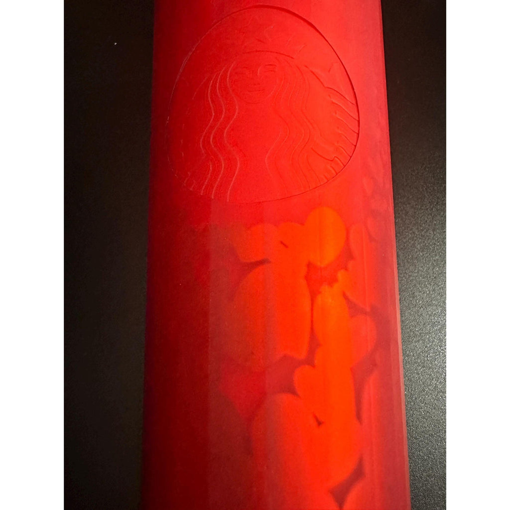 Starbucks Valentines Matte Red Hearts 24oz Cold Cup Tumbler. 2022!