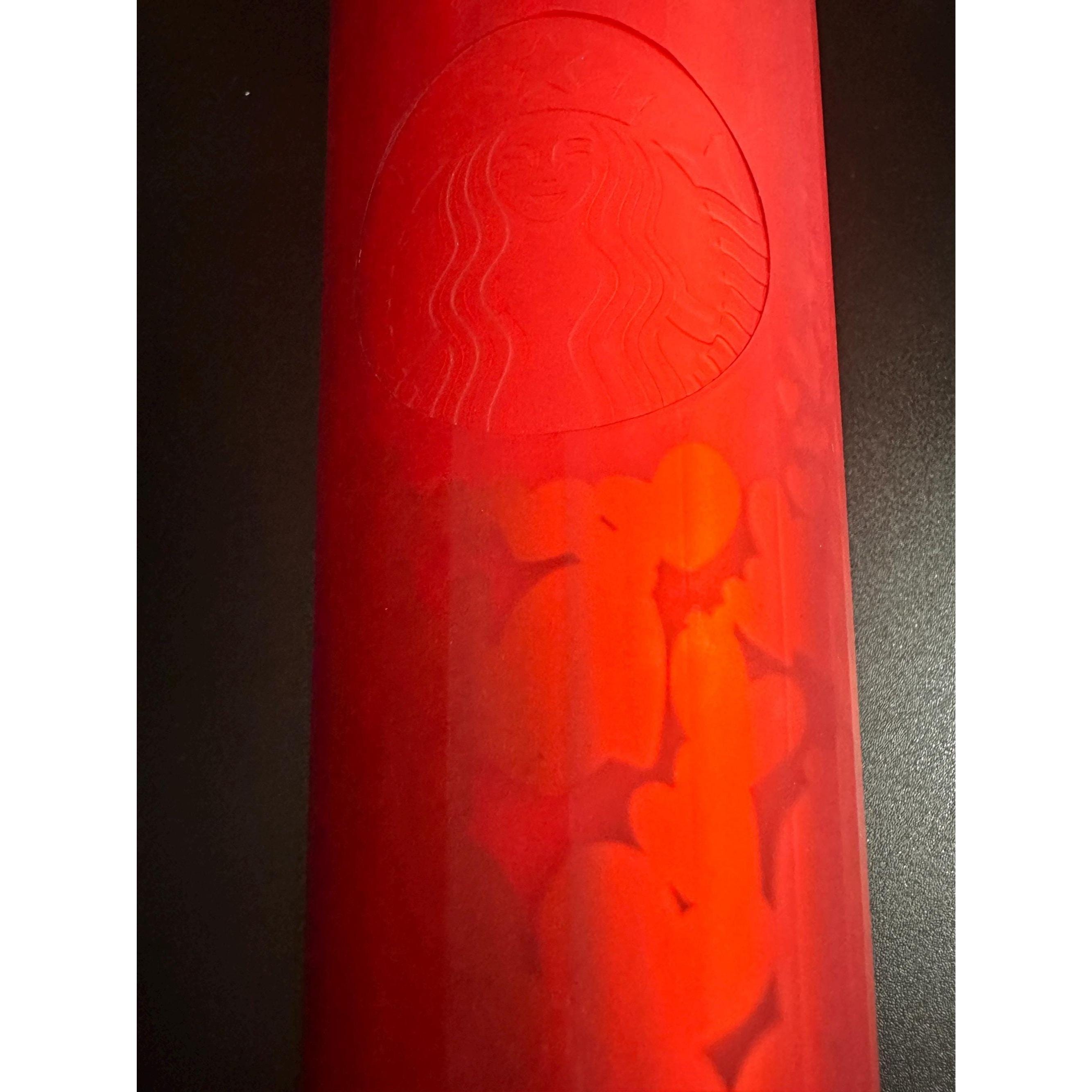Starbucks Valentines Matte Red Hearts 24oz Cold Cup Tumbler. 2022!