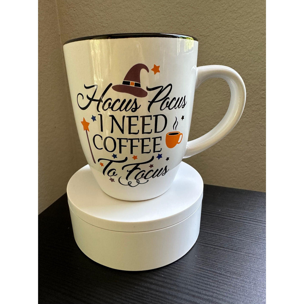 Hocus Pocus Halloween Mug: I Need Coffee To Focus - 12 Oz. Ship fast!
