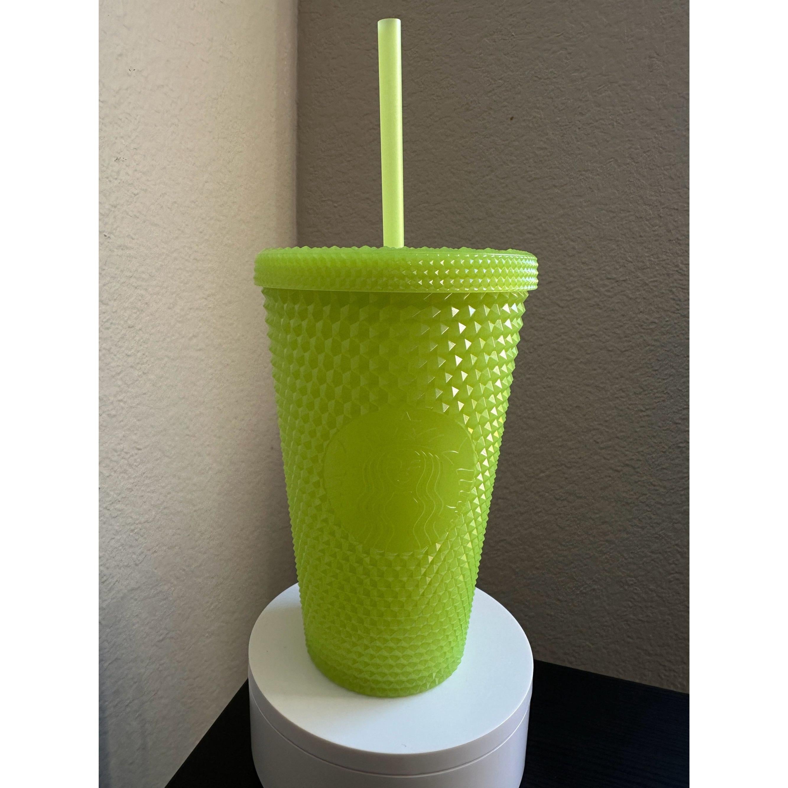 Starbucks Lime Green Studded Tumbler 16oz Cold Cup w Straw. Ship Fast