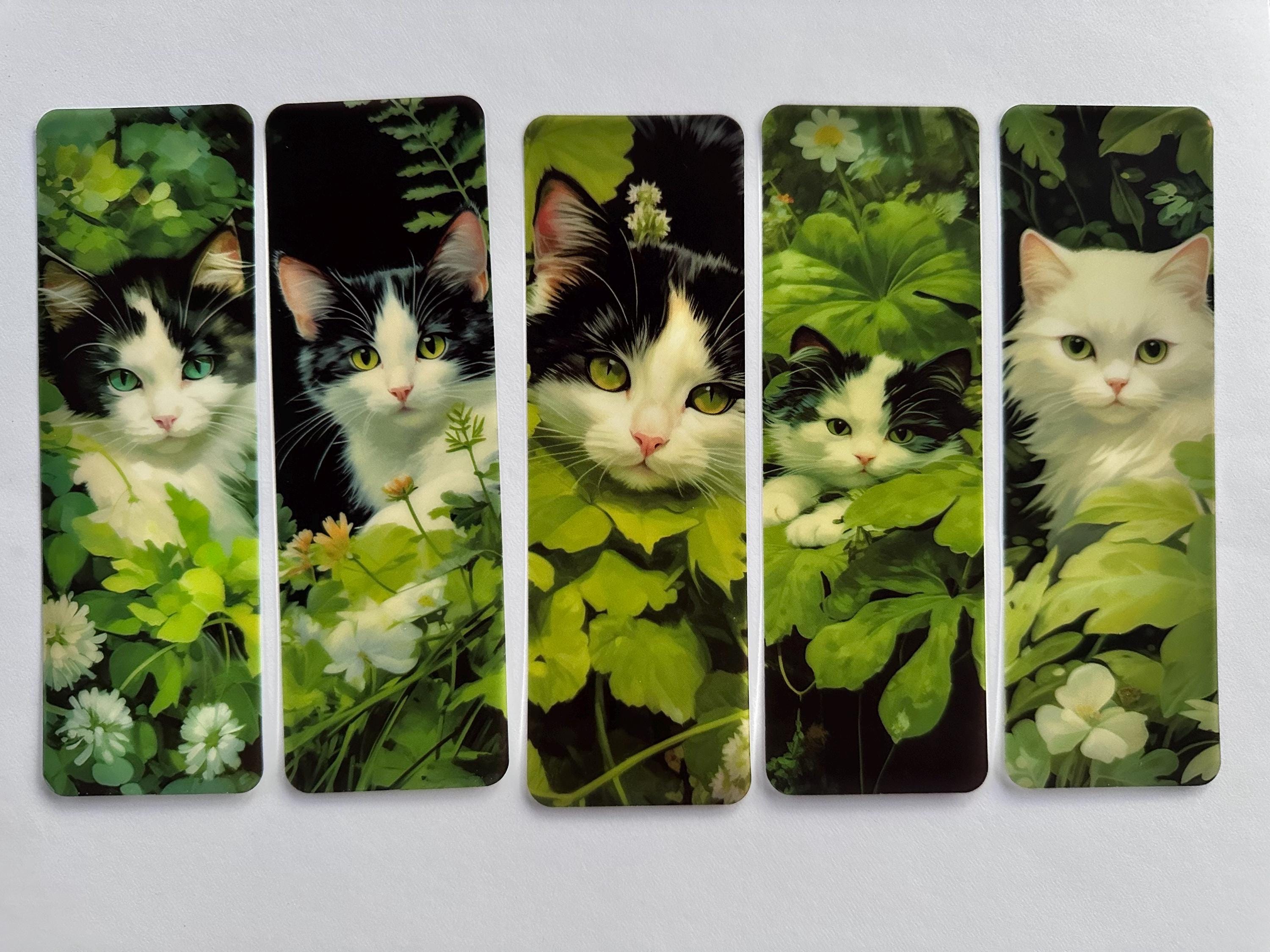 Kitten Peek-a-Boo Bookmarks Set of 5, Cat Lover Reading Accessories