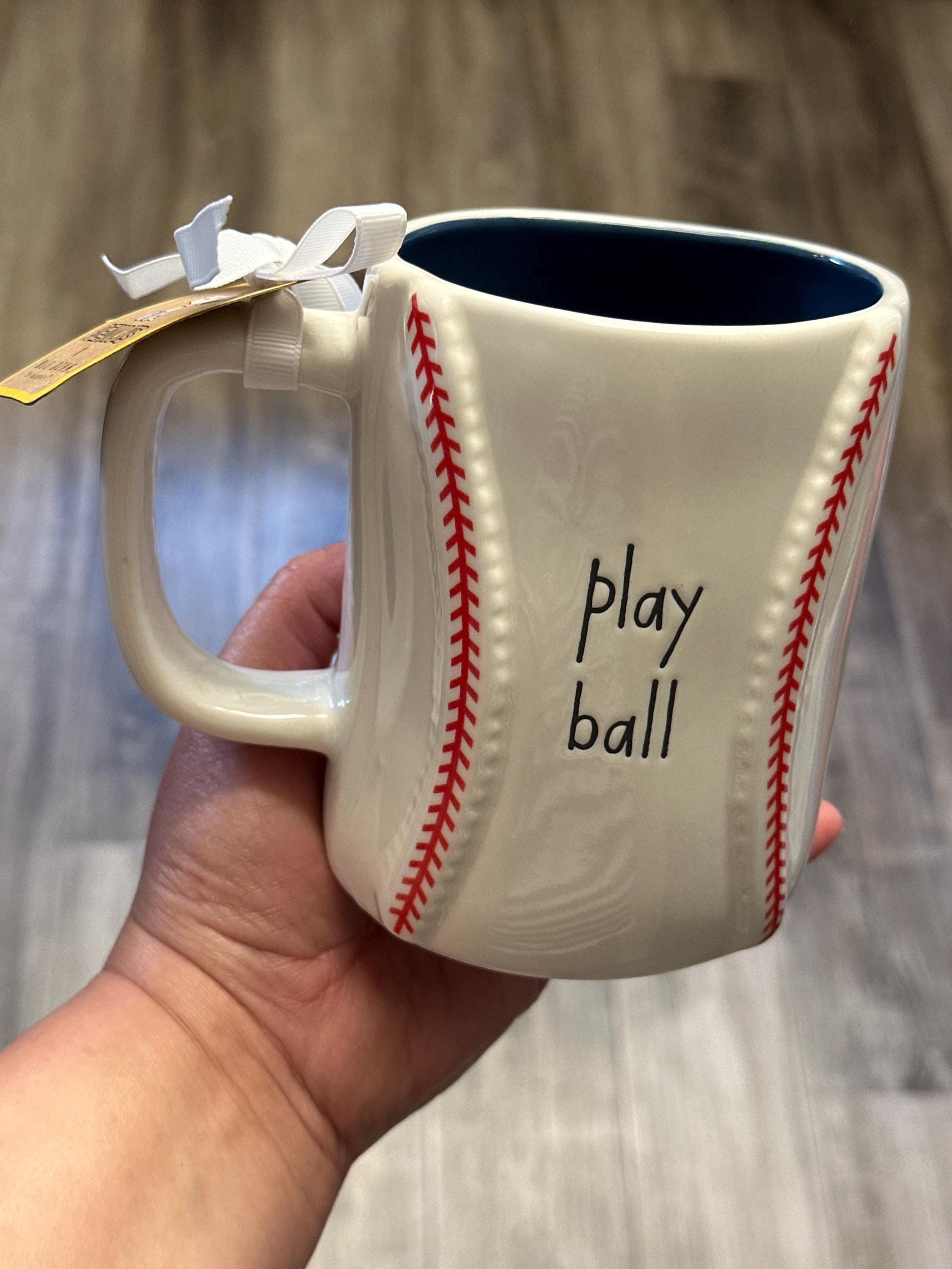 Snoopy Play Ball Mug 16oz Peanuts Double Sided baseball Coffee Cup. New!